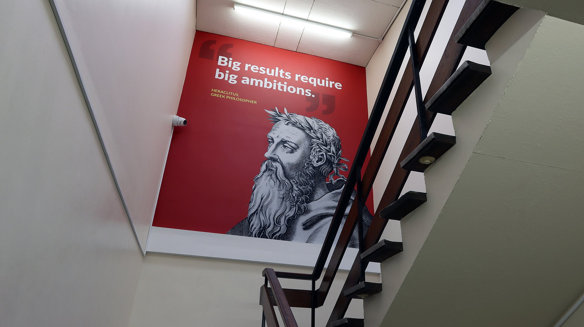 school values wall art staircase