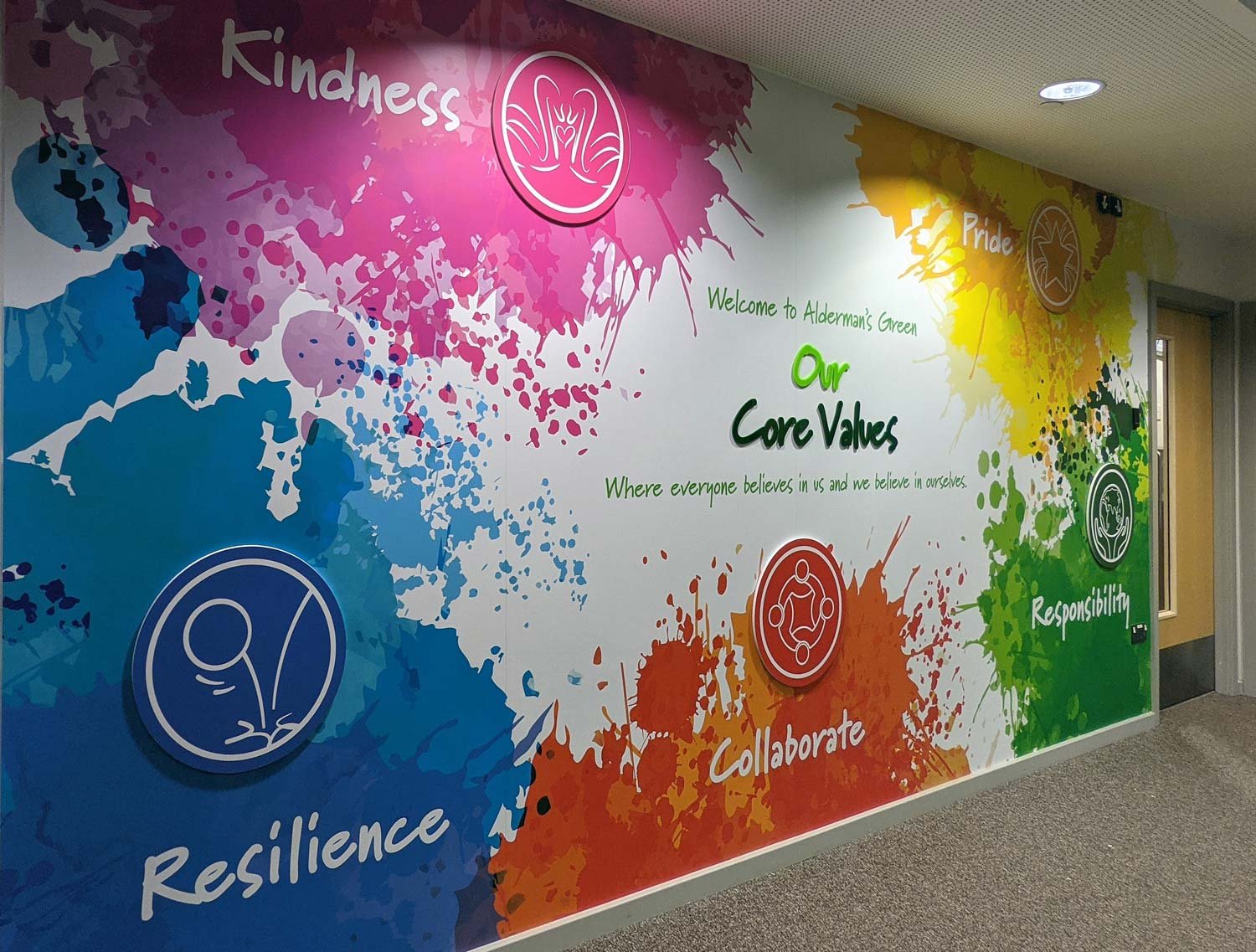 School values wall art ink splats