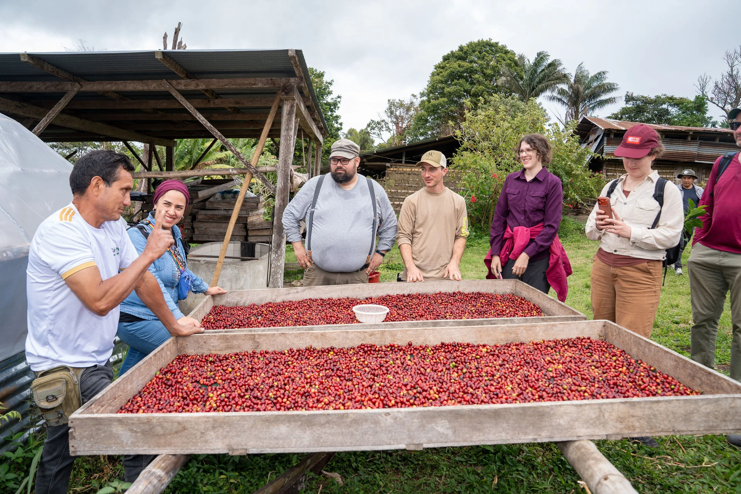 Gerardo instructs our group how to sort the harvest we picked