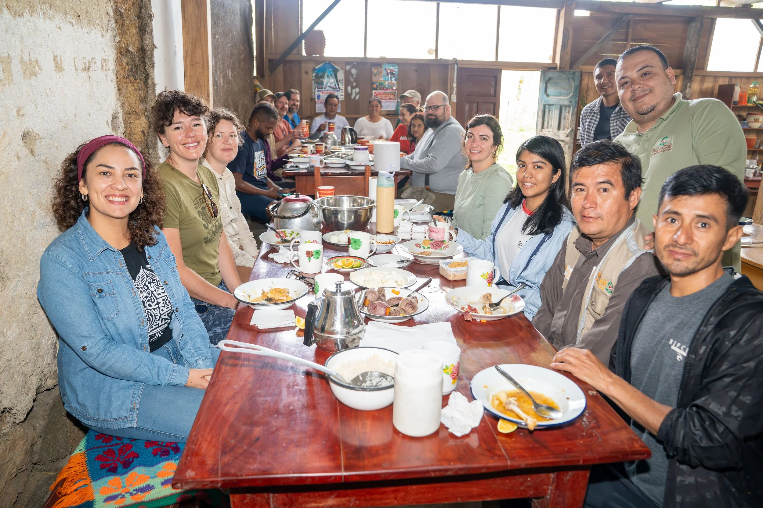 Equal Exchange and Sol &amp; Café co-op members enjoying breakfast in Gerardo’s kitchen