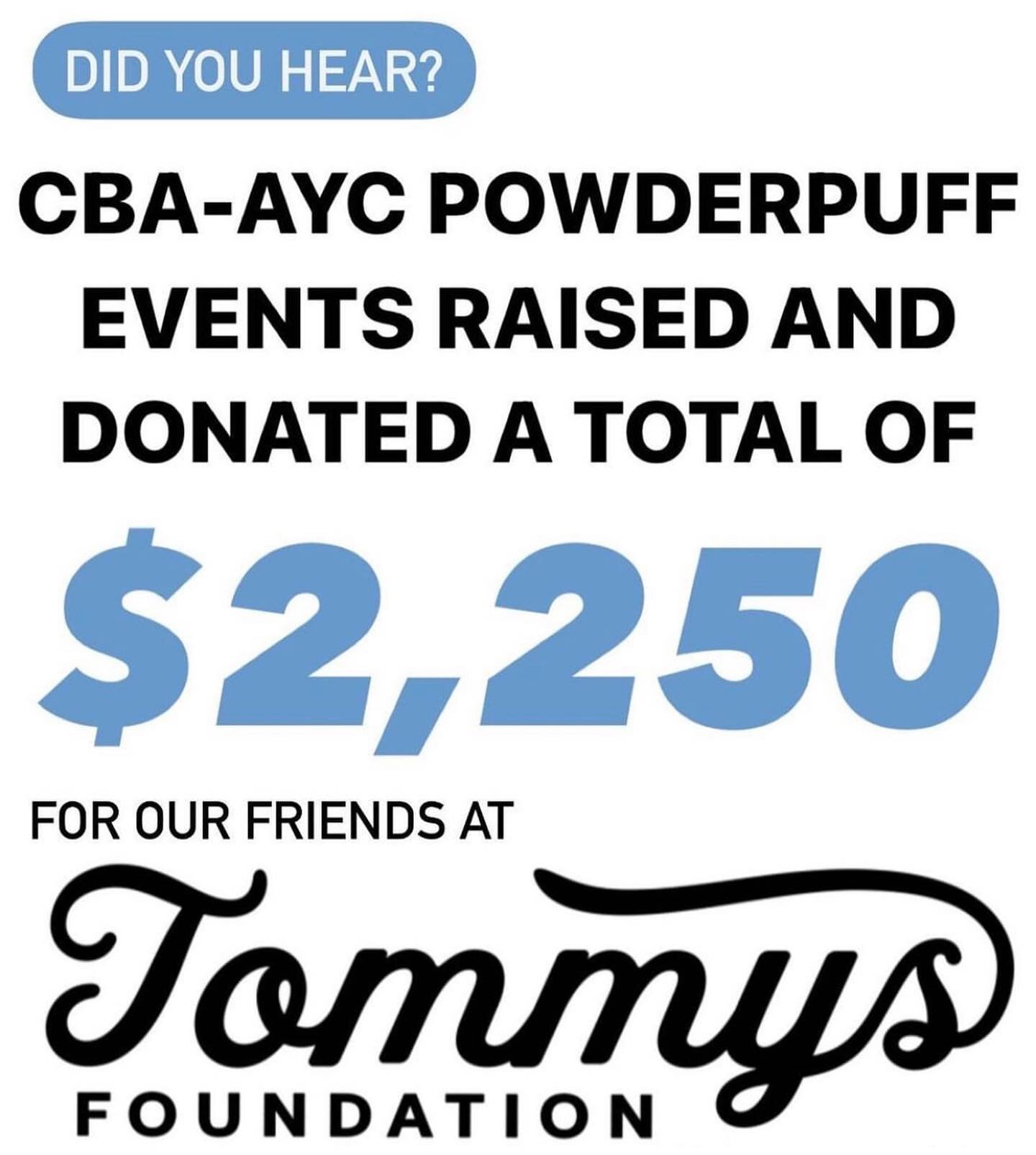 Happy Tuesday! WOW! 💙We want to highlight Mrs. Jordyn McGhee and all of Charles B. Aycock high school students for choosing Tommy&rsquo;s Foundation to support and donate the proceeds from their powderpuff  volleyball and football games! We love thi