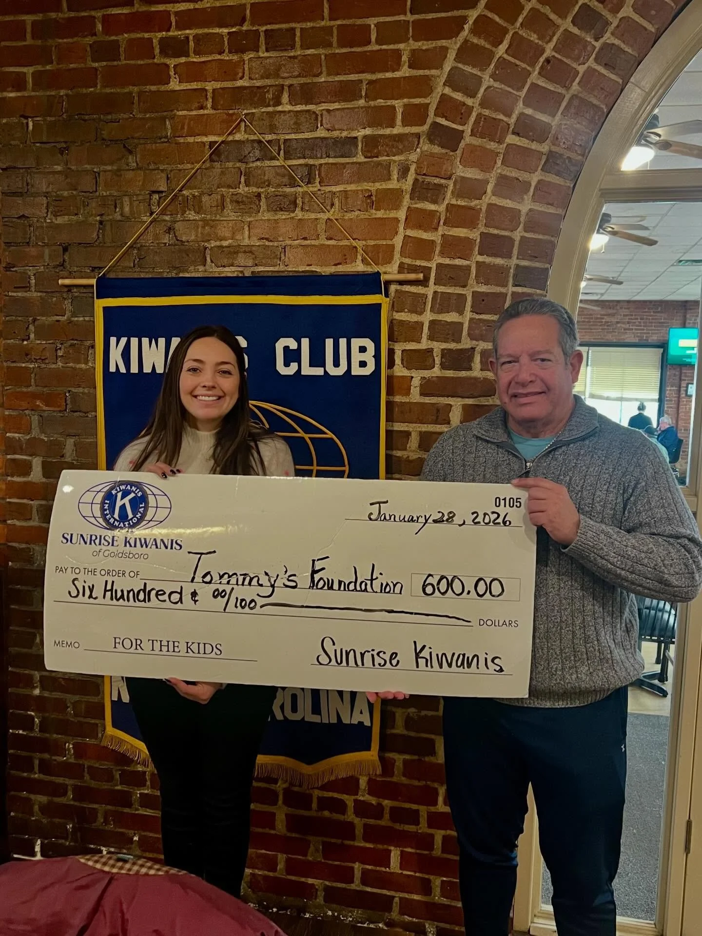 Thank you to Sunrise Kiwanis for your donation to support our mission!