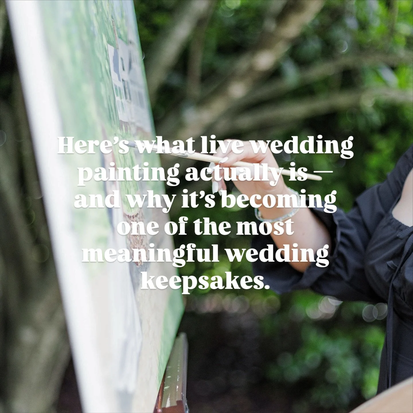 Wondering what live wedding painting actually is?
It&rsquo;s your favorite moment of the day&mdash;your ceremony, first dance, or first kiss&mdash;painted in real time as it happens, and finished before you leave the venue.

Your guests get a beautif