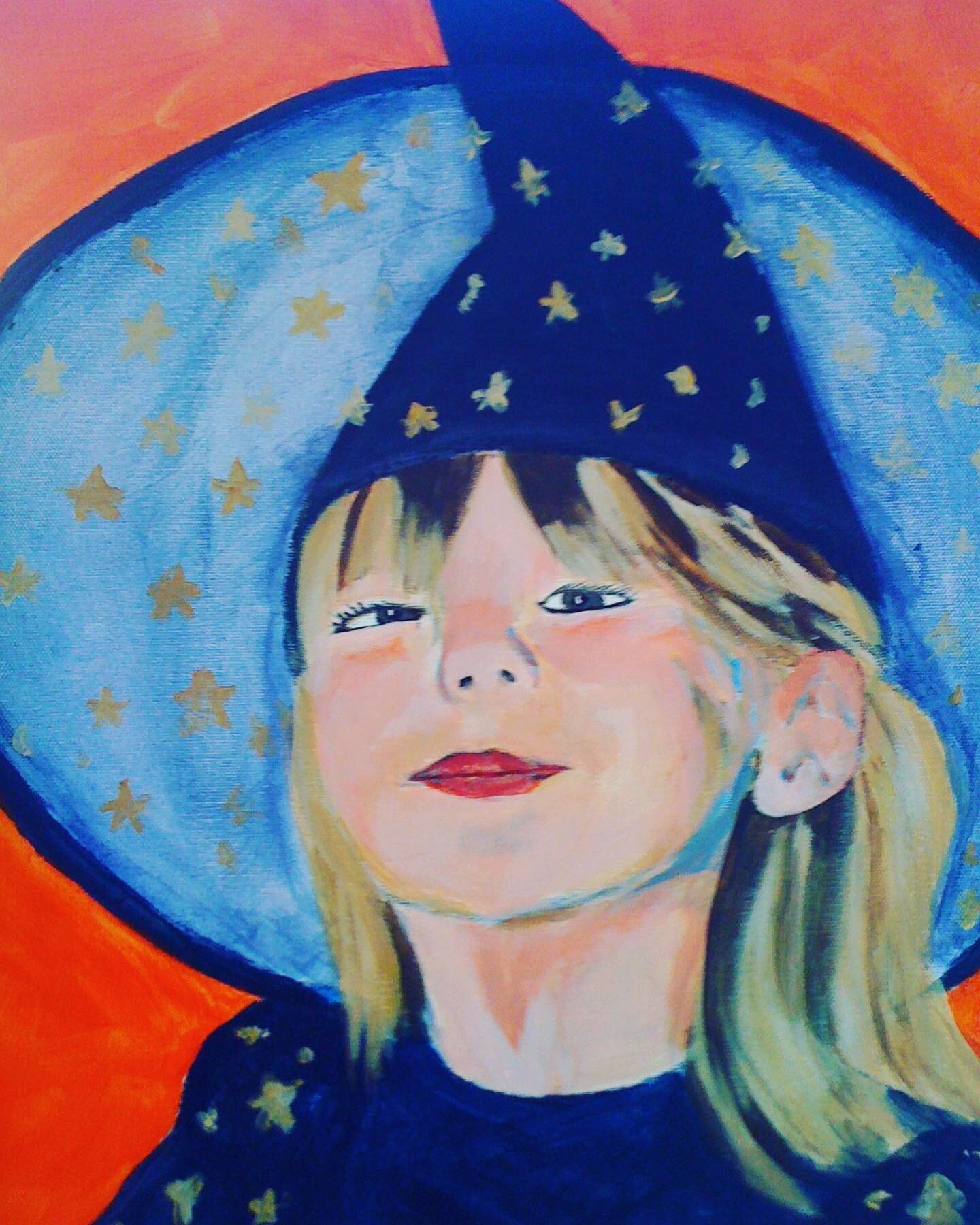 I had SO much fun painting this portrait for a friend. Her look is so precious. Happy Halloween 🎃#witches #magic #halloween #acrylicpainting #wonder #spellsandpotions #allthatglitters