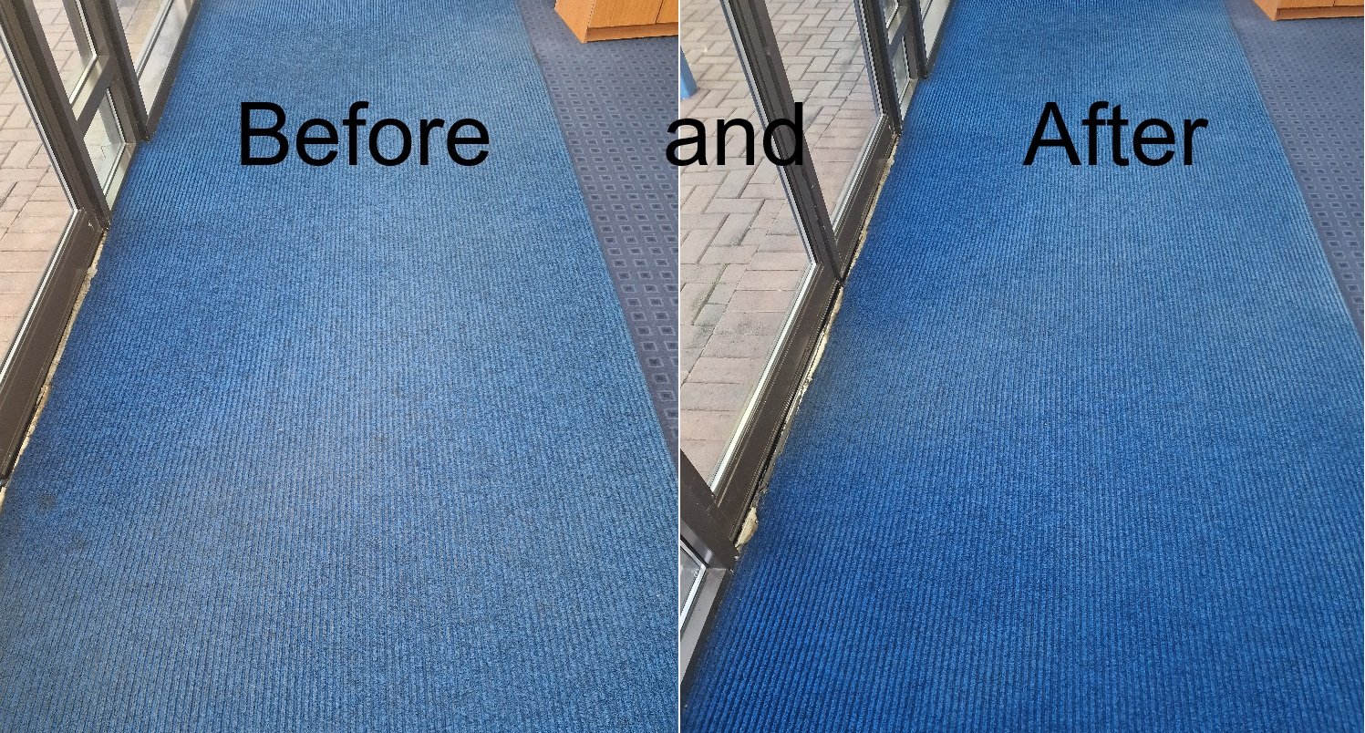 Commercial carpet cleaning stain removal before and after Hampshire