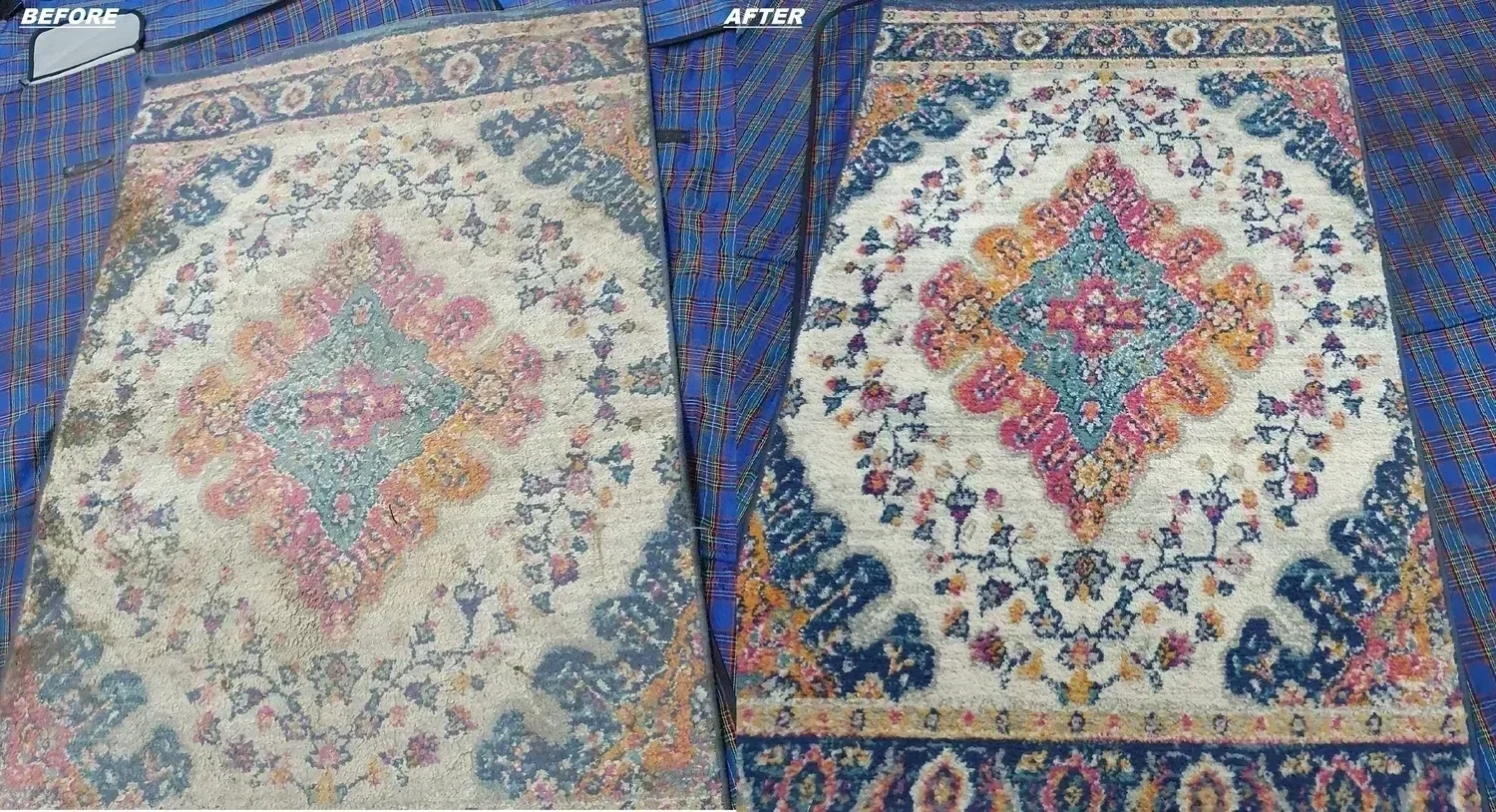Professional rug cleaning before and after results in Winchester Hampshire