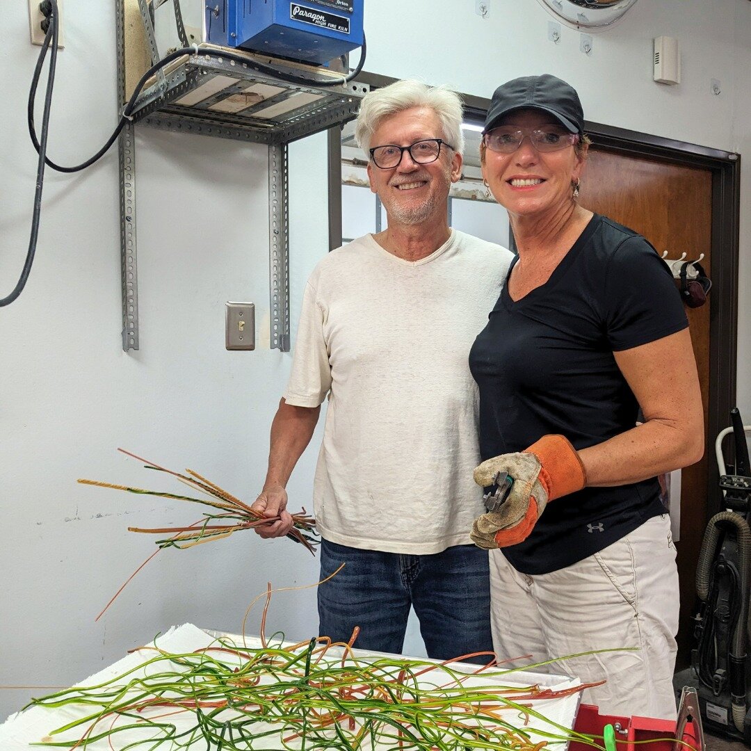 🔸 Susan and Mark were able to rent one of our vitrigraph kilns so they could make their own custom vitrigraph stringer for an Aspen tree project they&rsquo;re creating. 

🔸 If you've ever wanted to try your hand at this unique technique sign up for