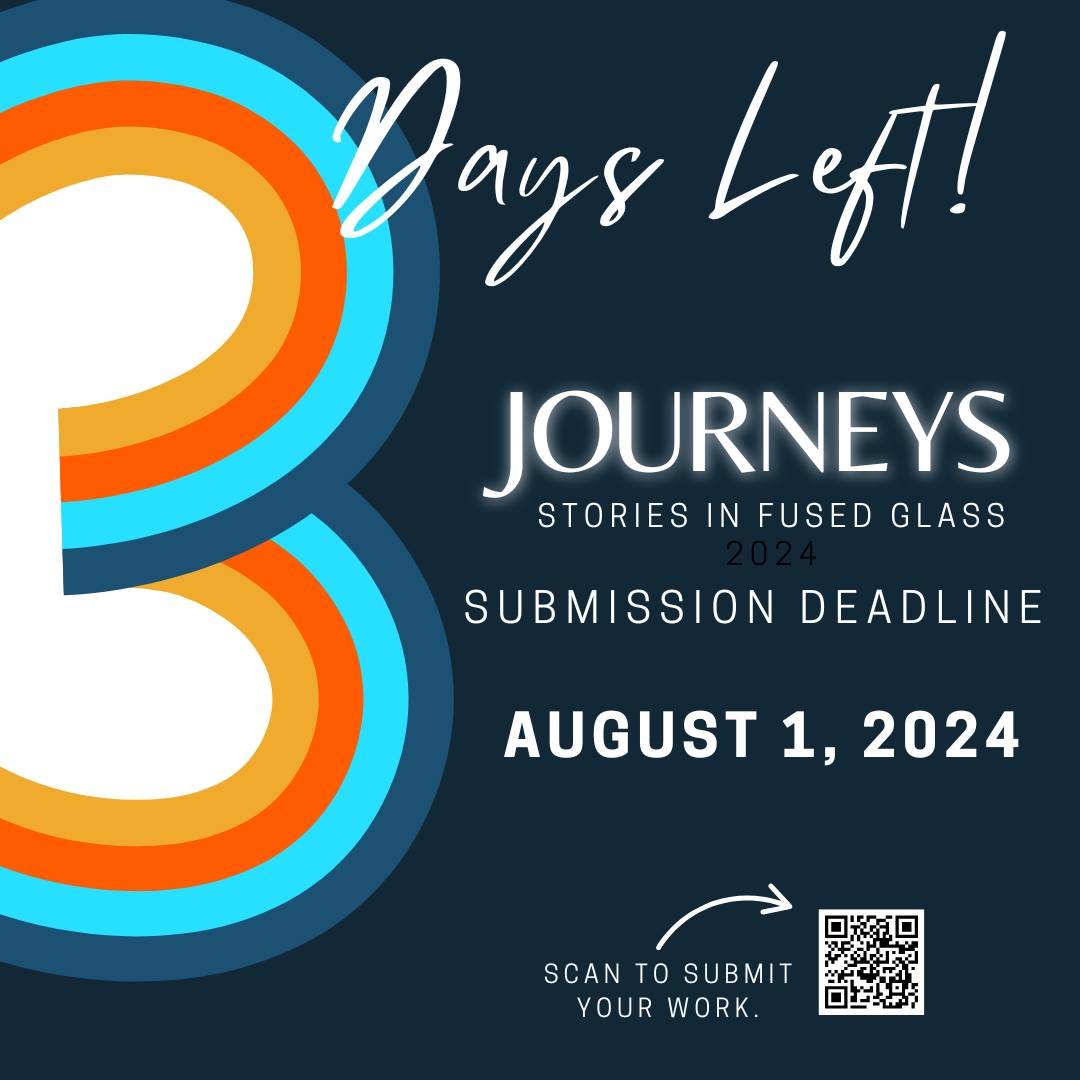 🔸 3 Days left to submit your work for Journeys Fused Glass Art Exhibition. Don’t miss out. Go to heliosglass.com/exhibit-journeys to submit your work.
#HeliosFusedGlassStudio #bullseyeglass #JourneysInFusedGlass #GlassArtistsUnite #FusedGlas