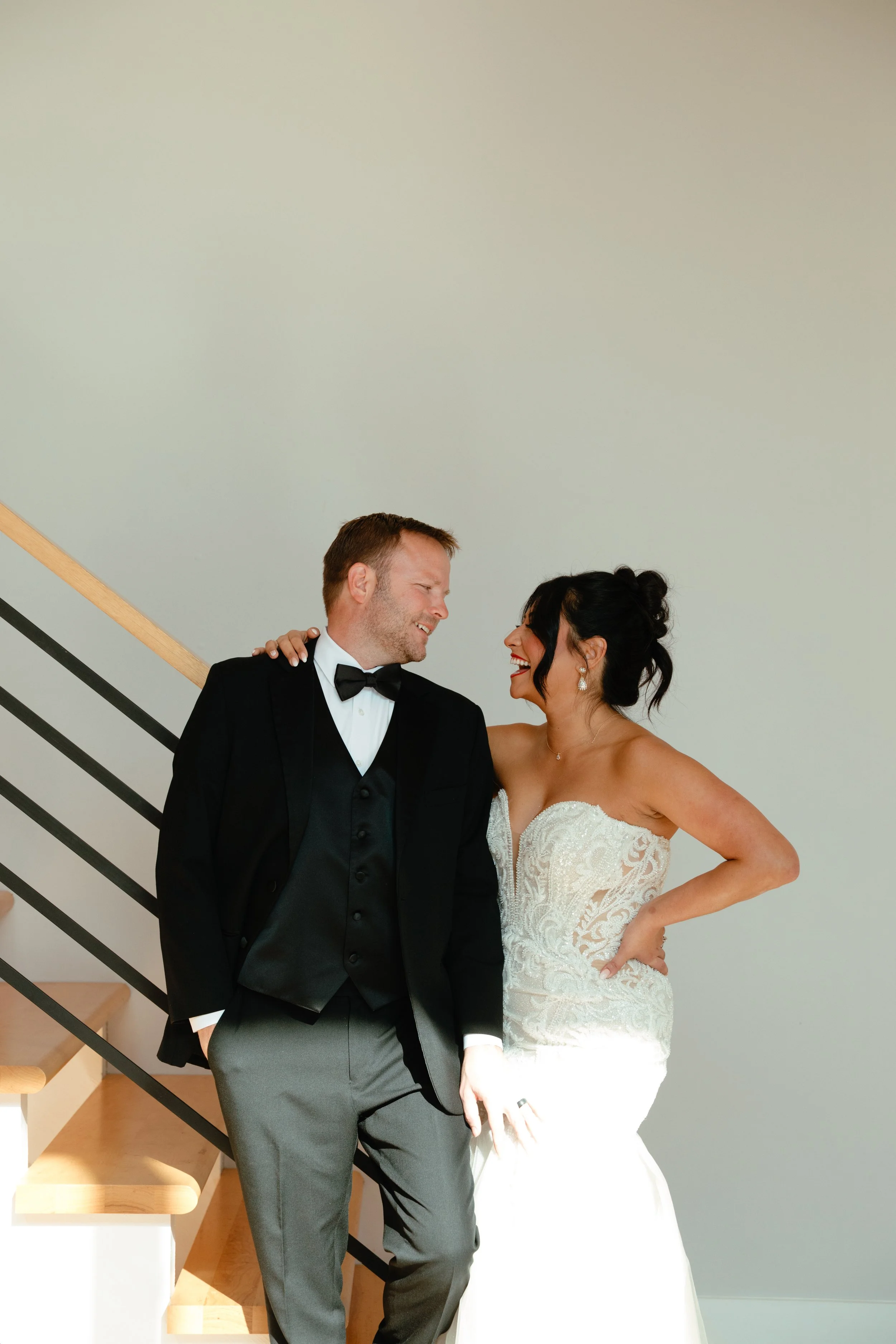 Candid photo of wedding couple at the barn at bennett flats in heflin, alabama