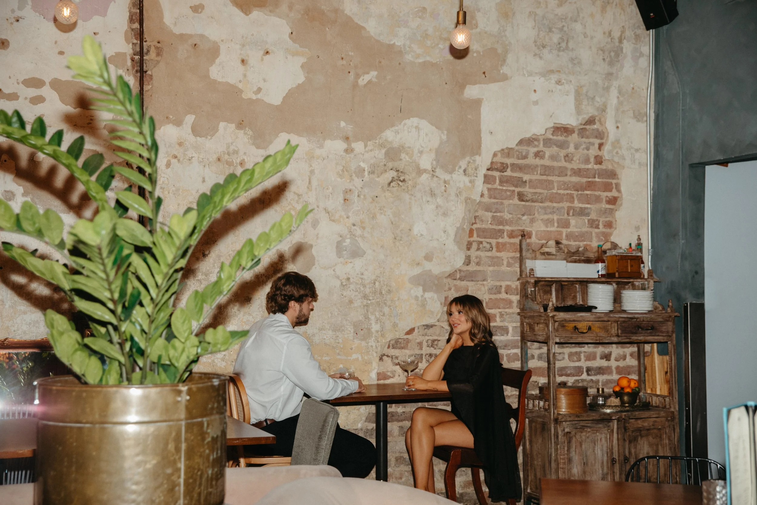 bar engagement session in downtown anniston alabama