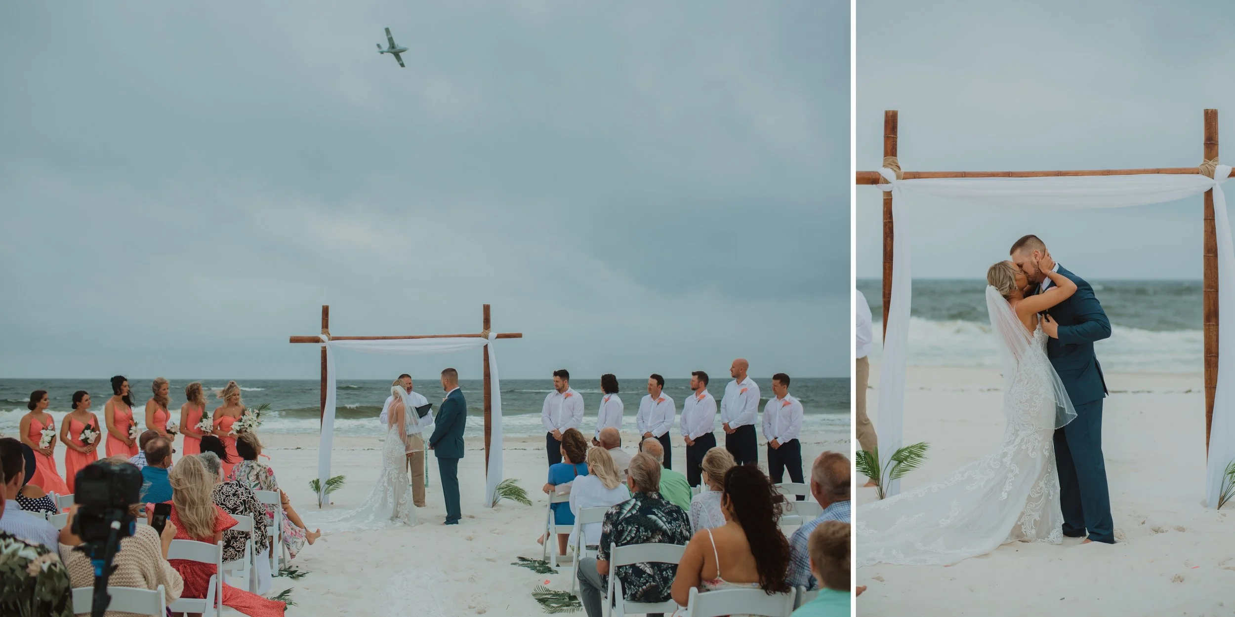 Alabama wedding photographer, photos of a beach wedding at Gulf Shores put into a photo album.