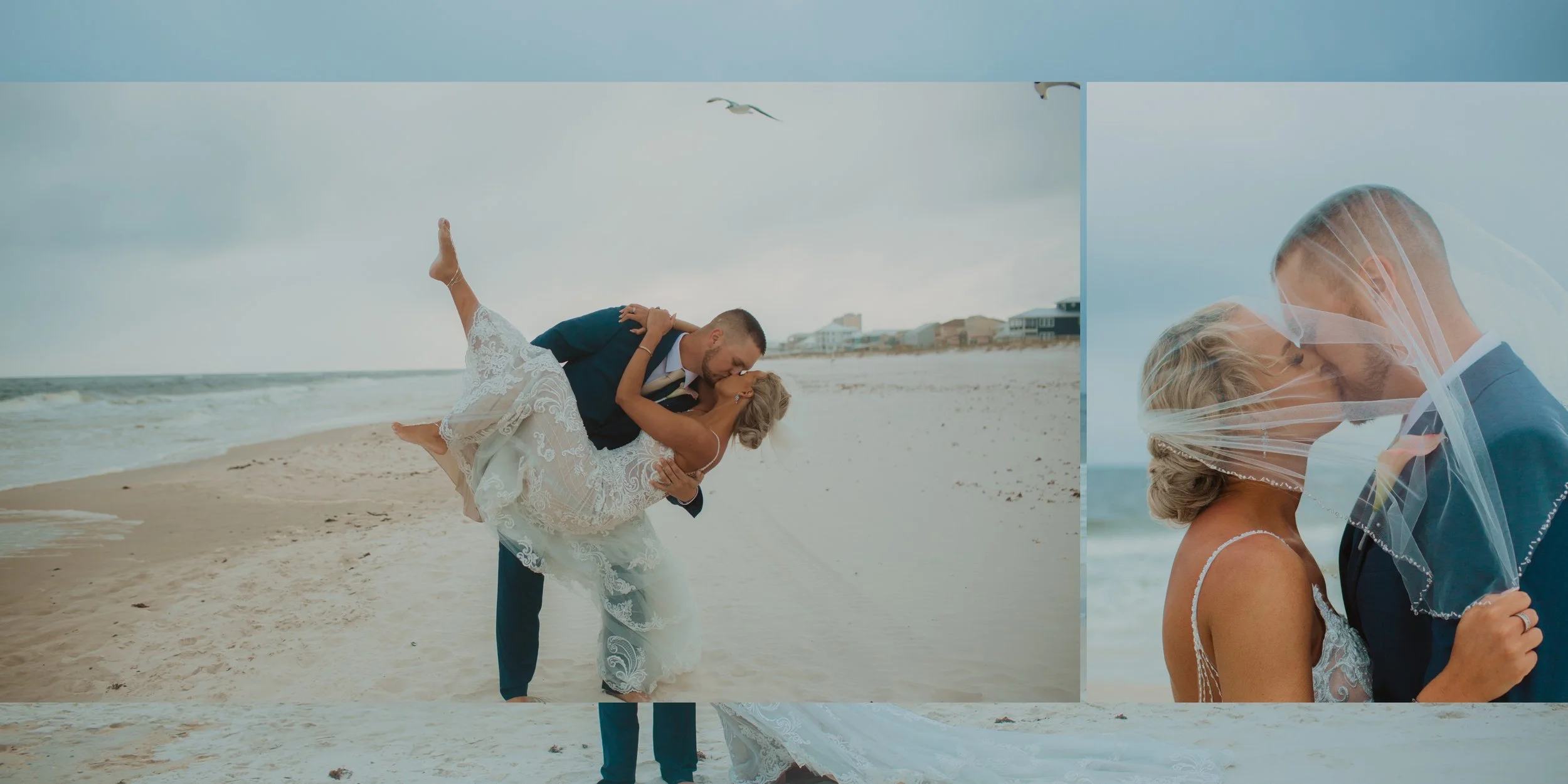 Alabama wedding photographer, photos of a beach wedding at Gulf Shores put into a photo album.