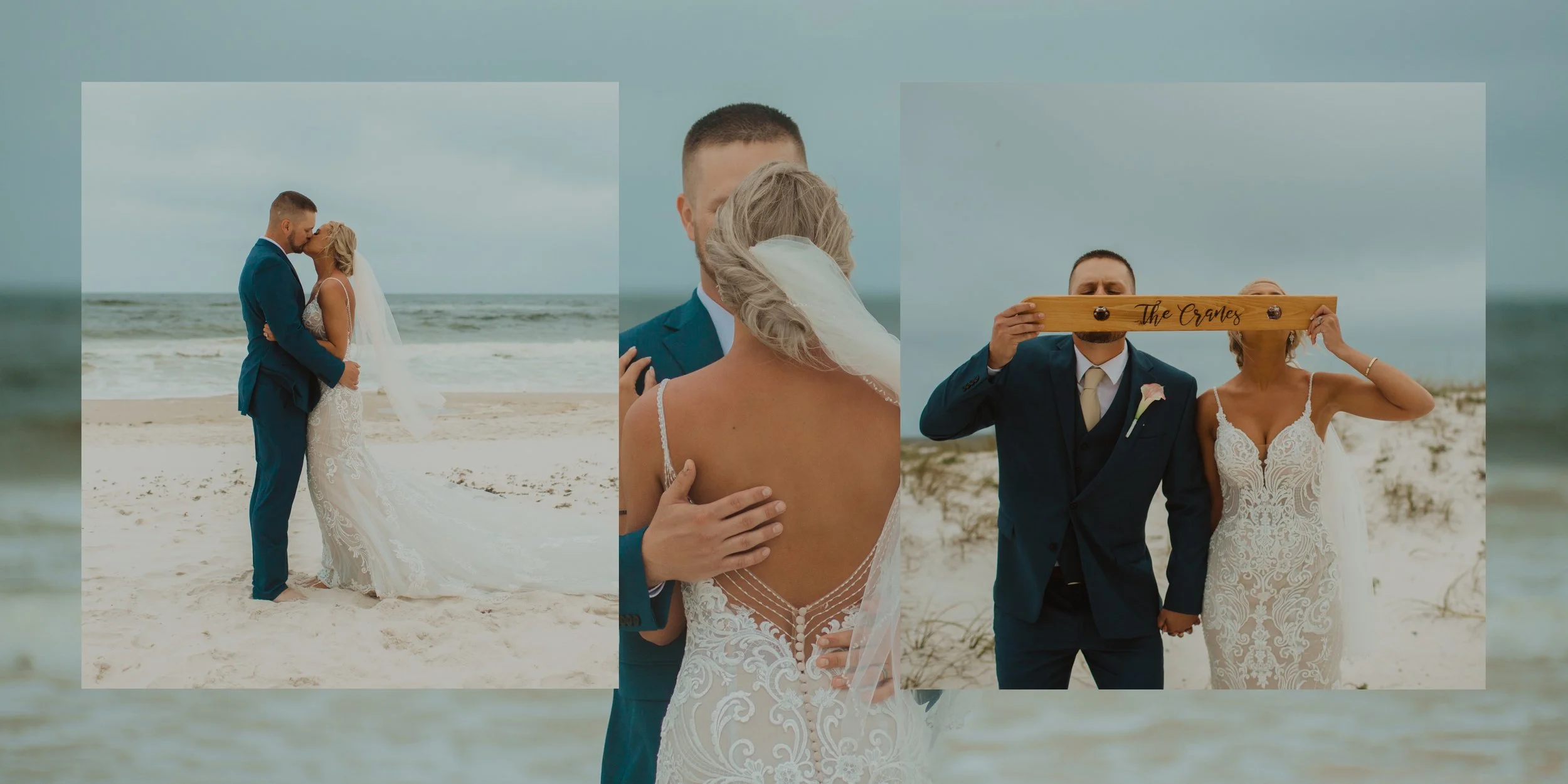 Alabama wedding photographer, photos of a beach wedding at Gulf Shores put into a photo album.