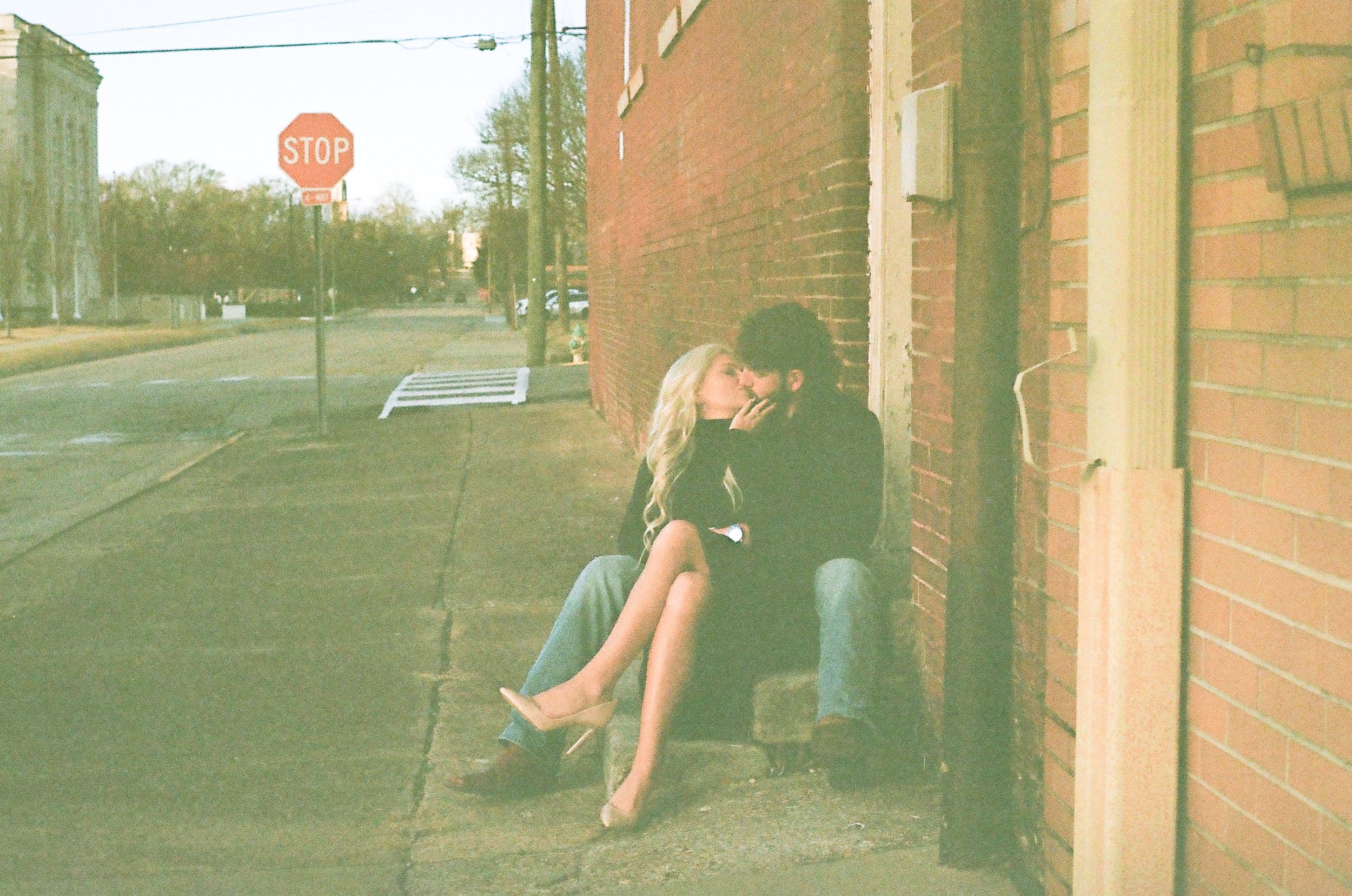 Downtown city of Anniston Alabama engagement session