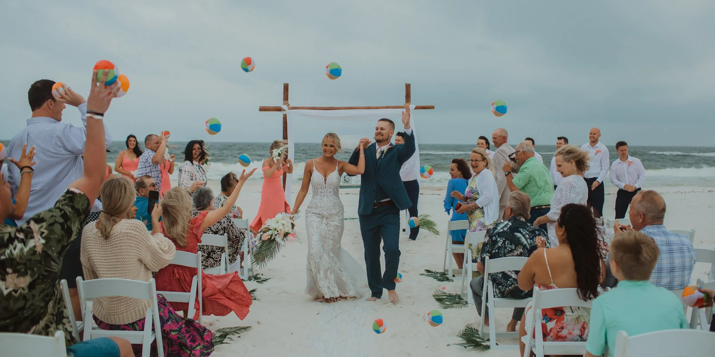Alabama wedding photographer, photos of a beach wedding at Gulf Shores put into a photo album.