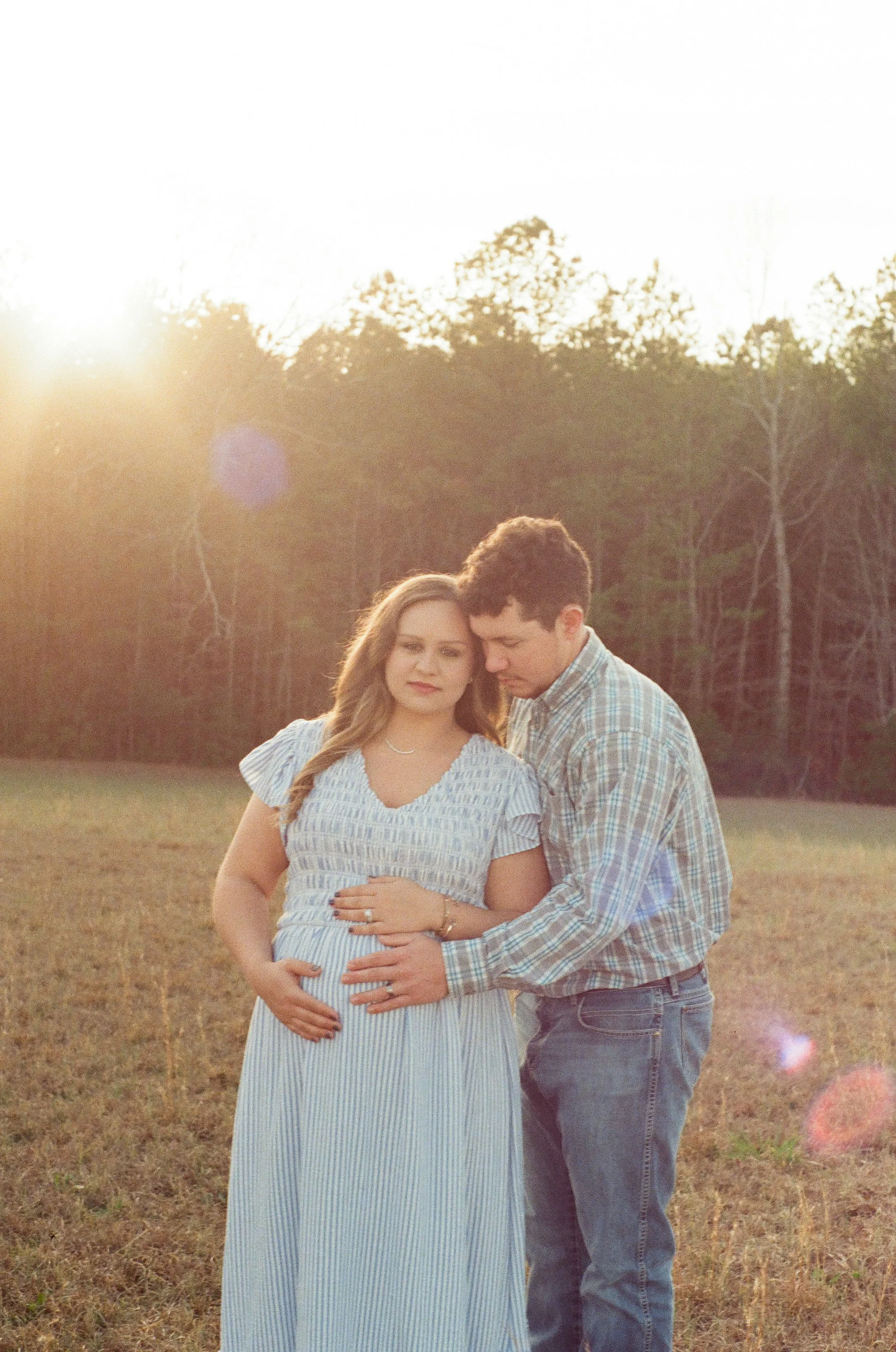 Alabama Maternity session on 35mm film at the Back 40 Barn in Jacksonville, Alabama owned by Riley Green