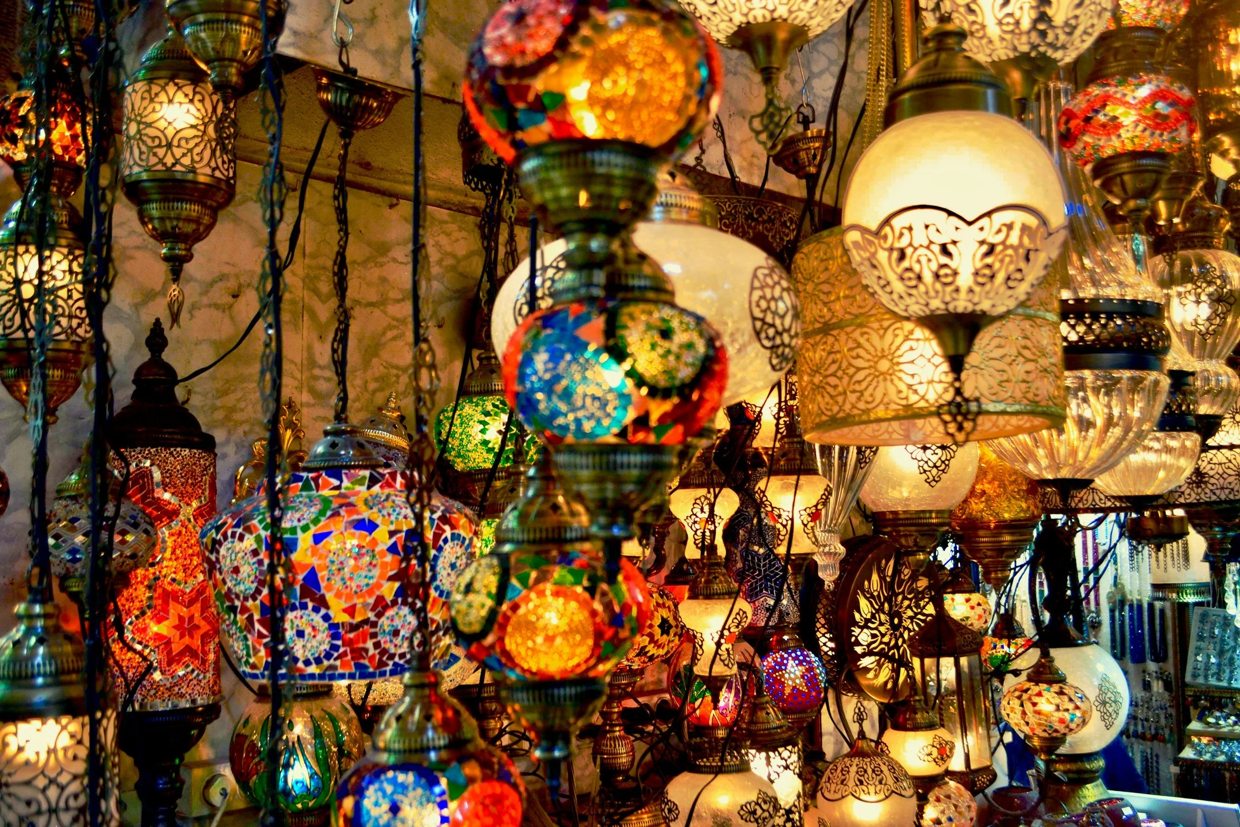 colorful lamps at the istanbul market