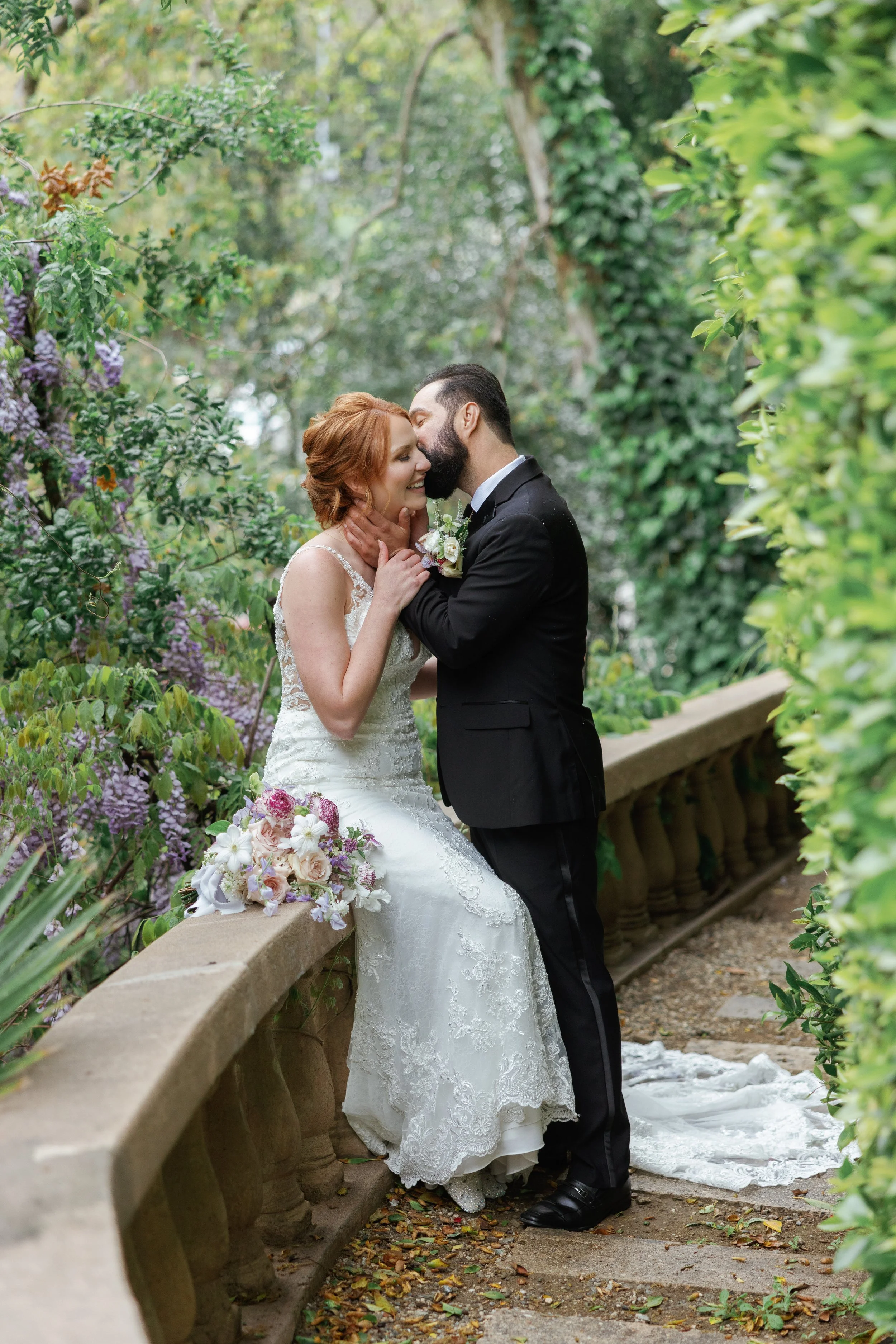 Emotional interaction between couple during wedding day