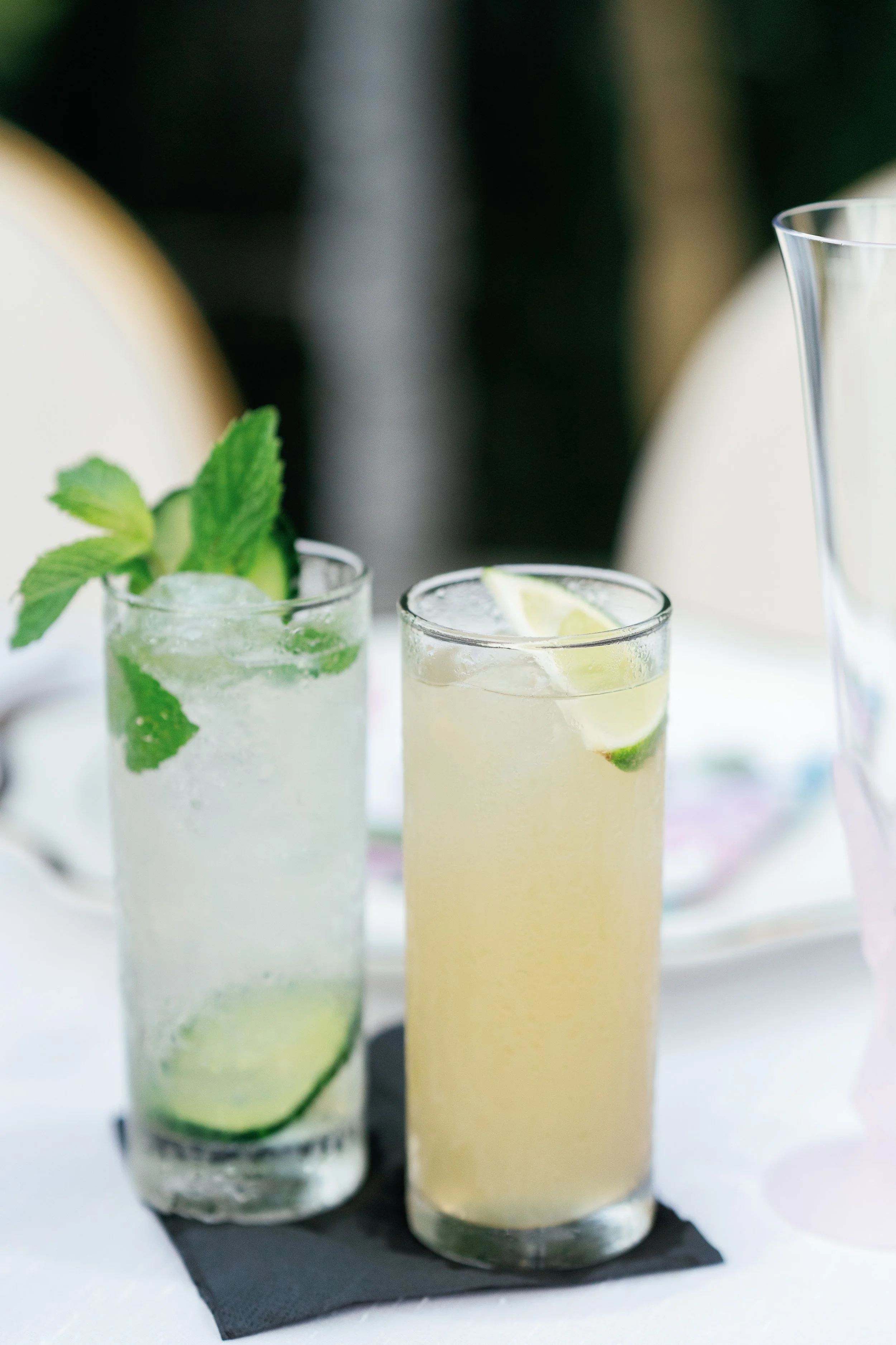 Summer cocktails served during cocktail hour at luxury wedding