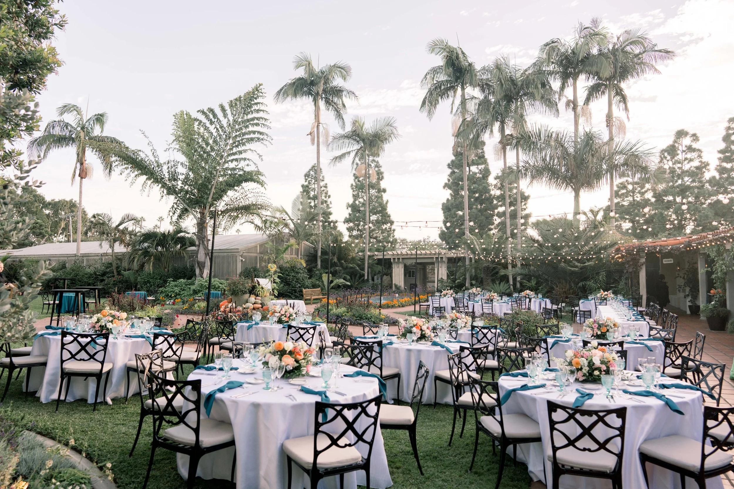 Garden Wedding Reception Setup at Sherman Library and Gardens