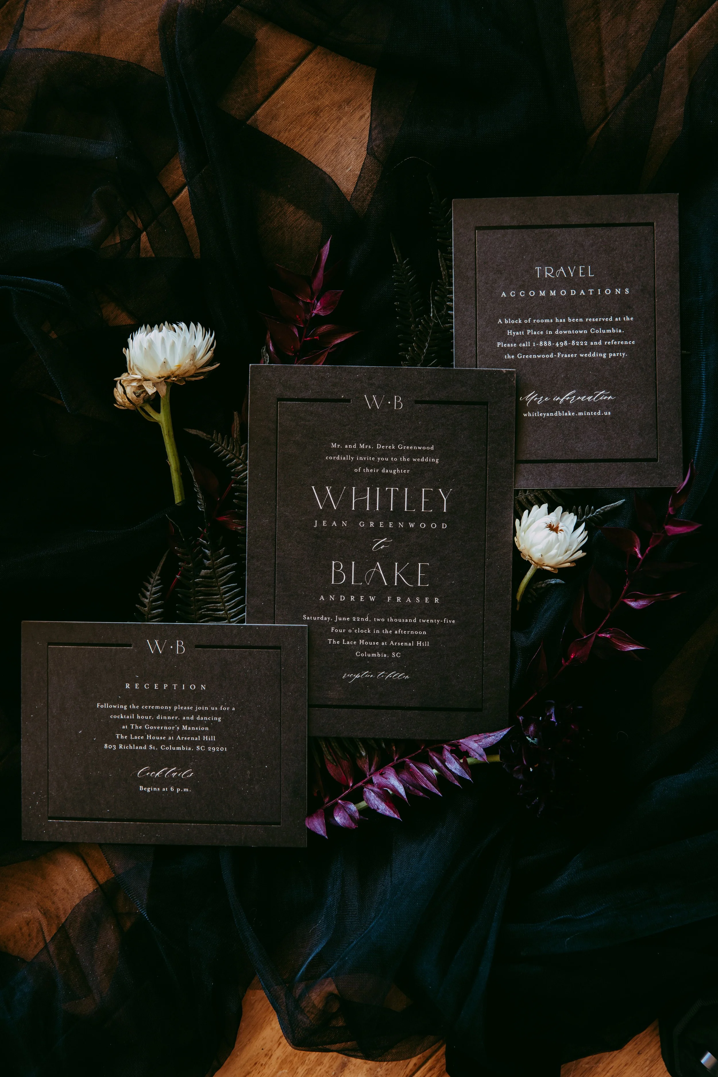 Paper goods showing wedding theme ideas inspired by famous antagonists