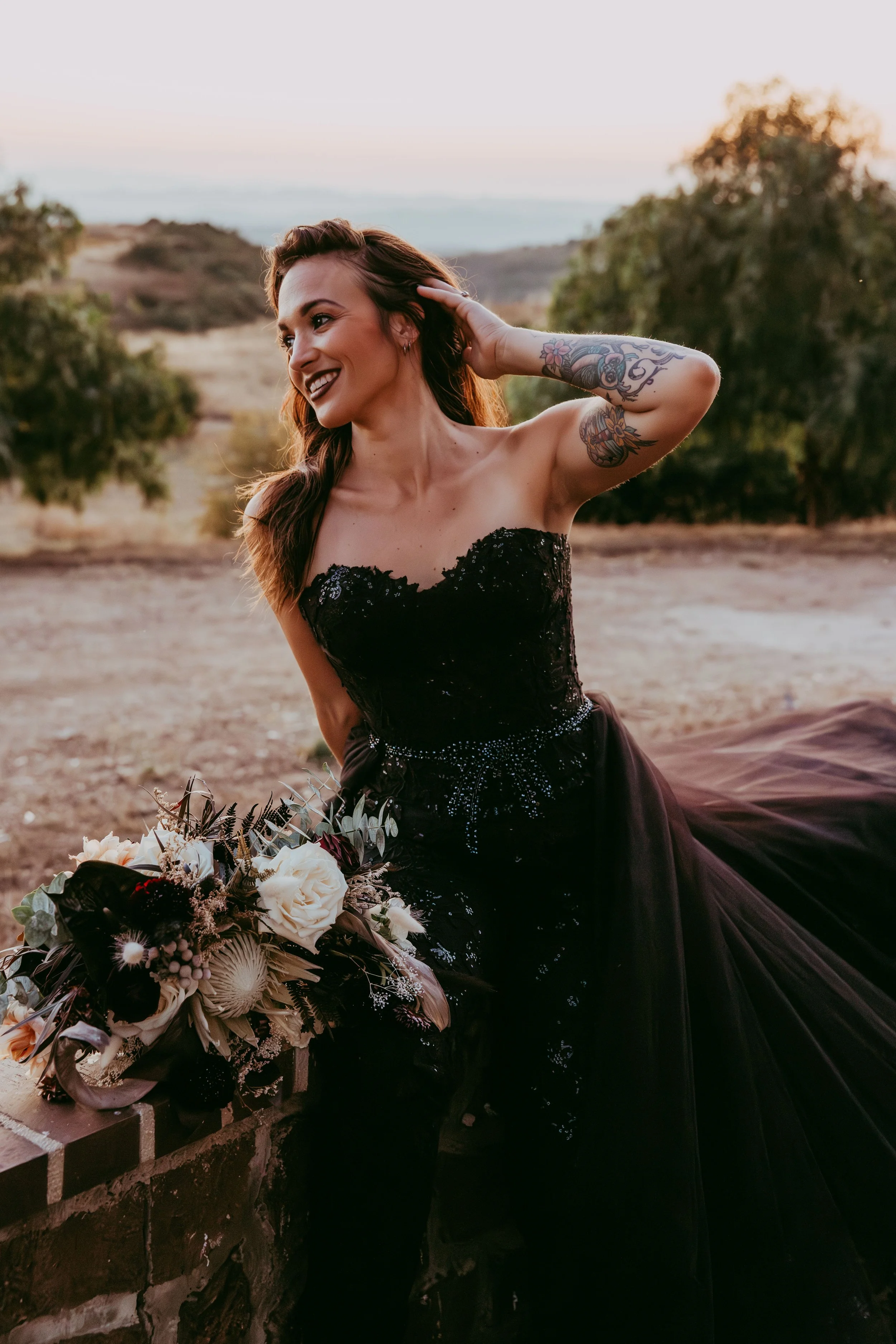 Dark bridal accessories for an alternative wedding