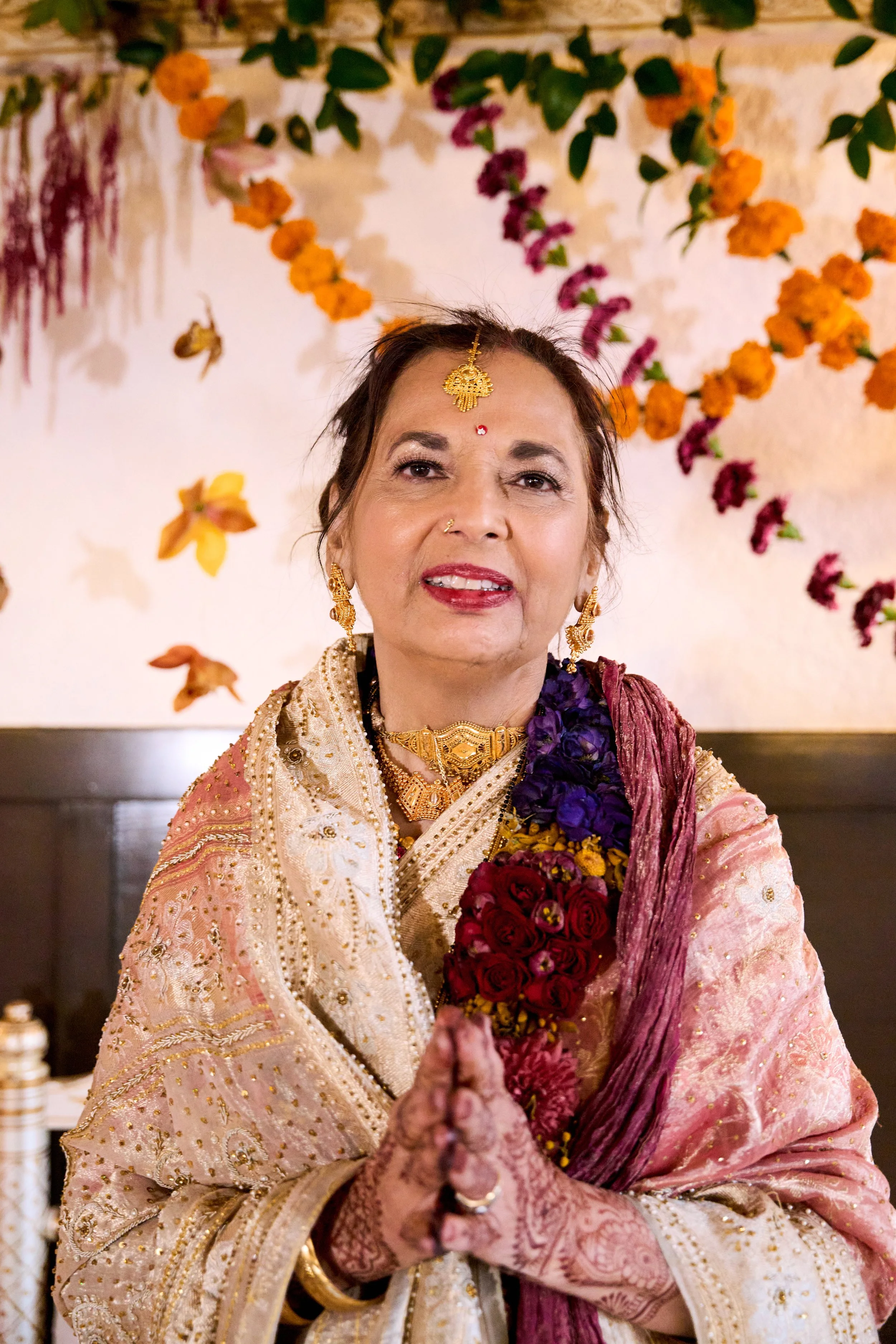 Traditional Indian wedding colors in deep red and gold