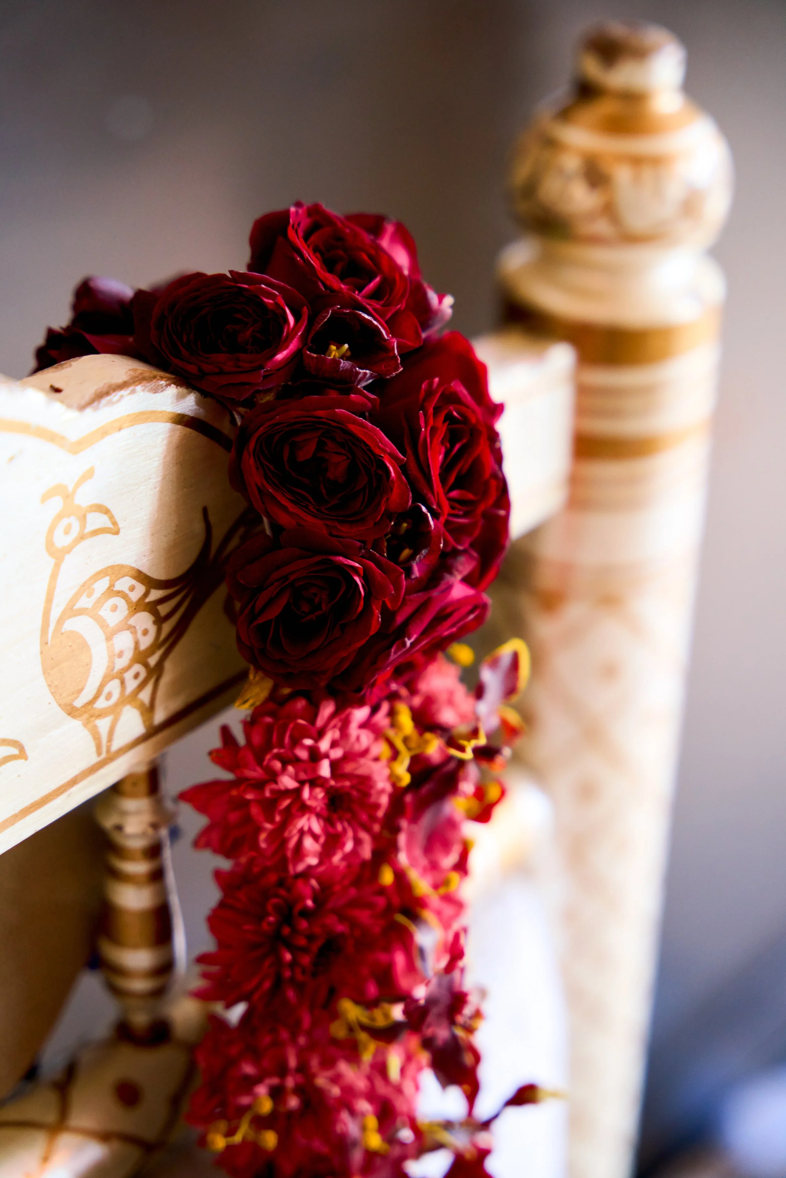 A darker, jewel-tone take on traditional Indian wedding decor
