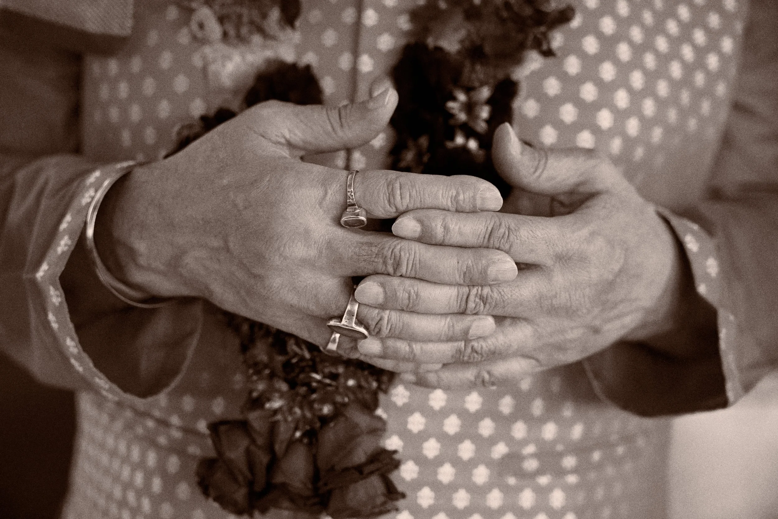 Close-up of the groom's wedding ring at an Indian wedding