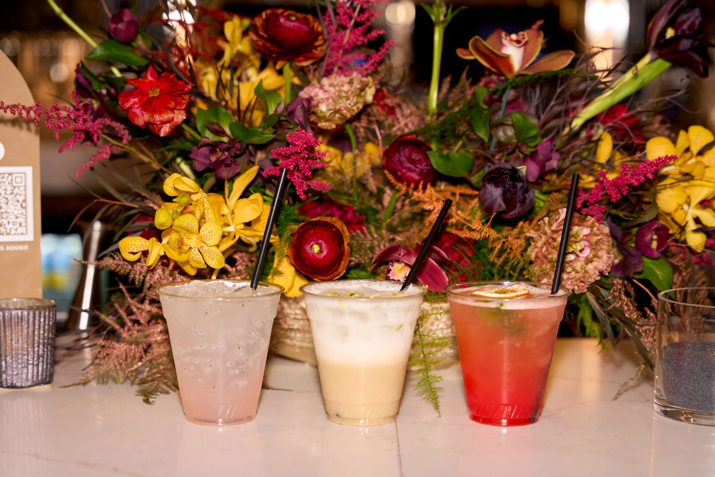 Signature cocktails inspired by Indian flavors at a Hindu wedding