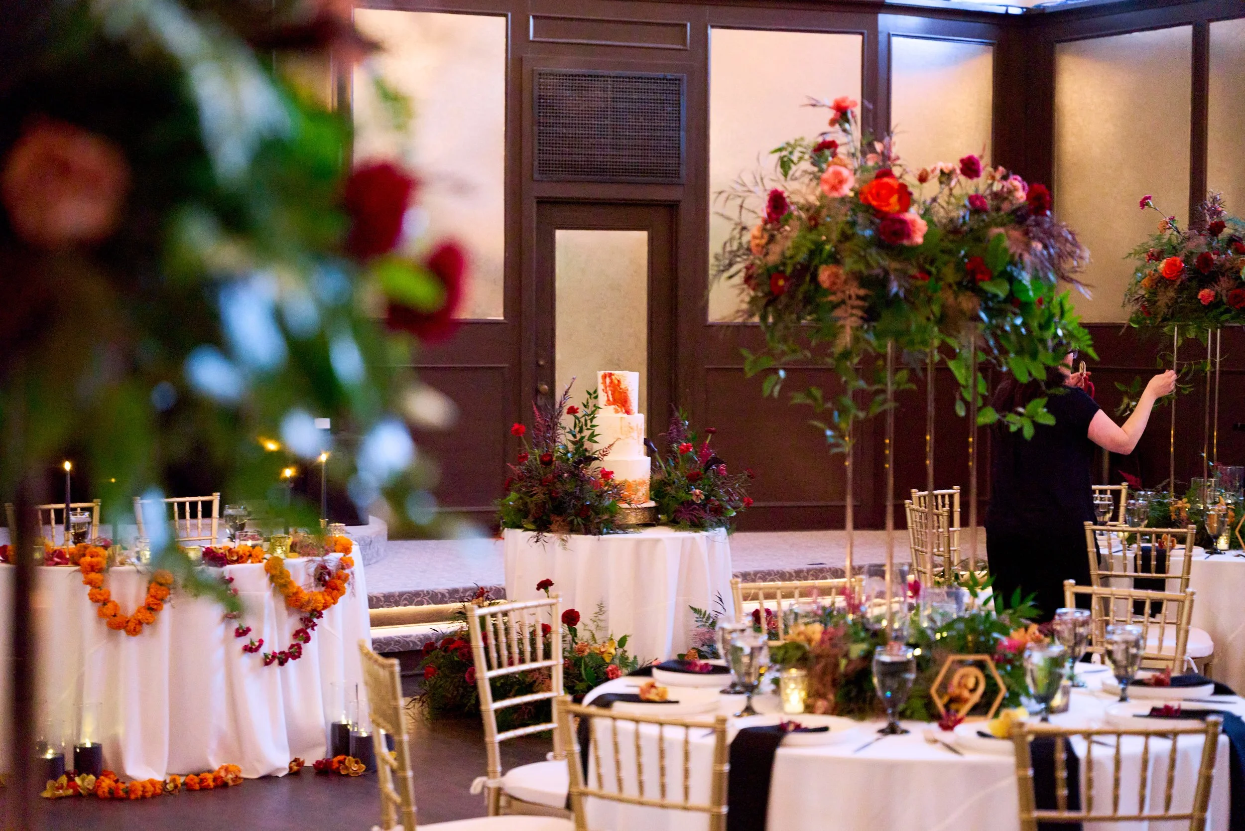 Traditional Indian wedding menu plated for guests