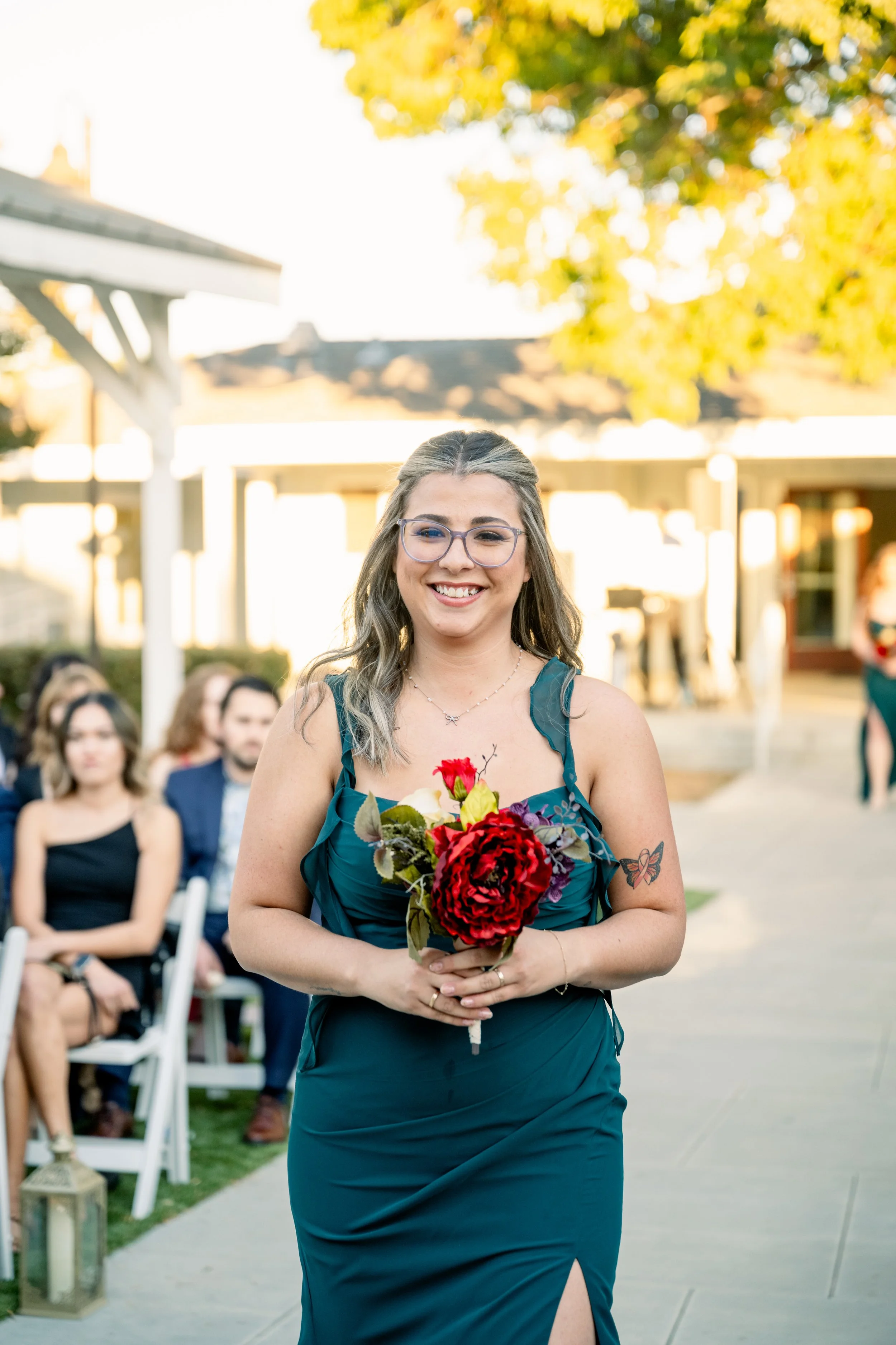 Bridesmaids in warm fall wedding colors