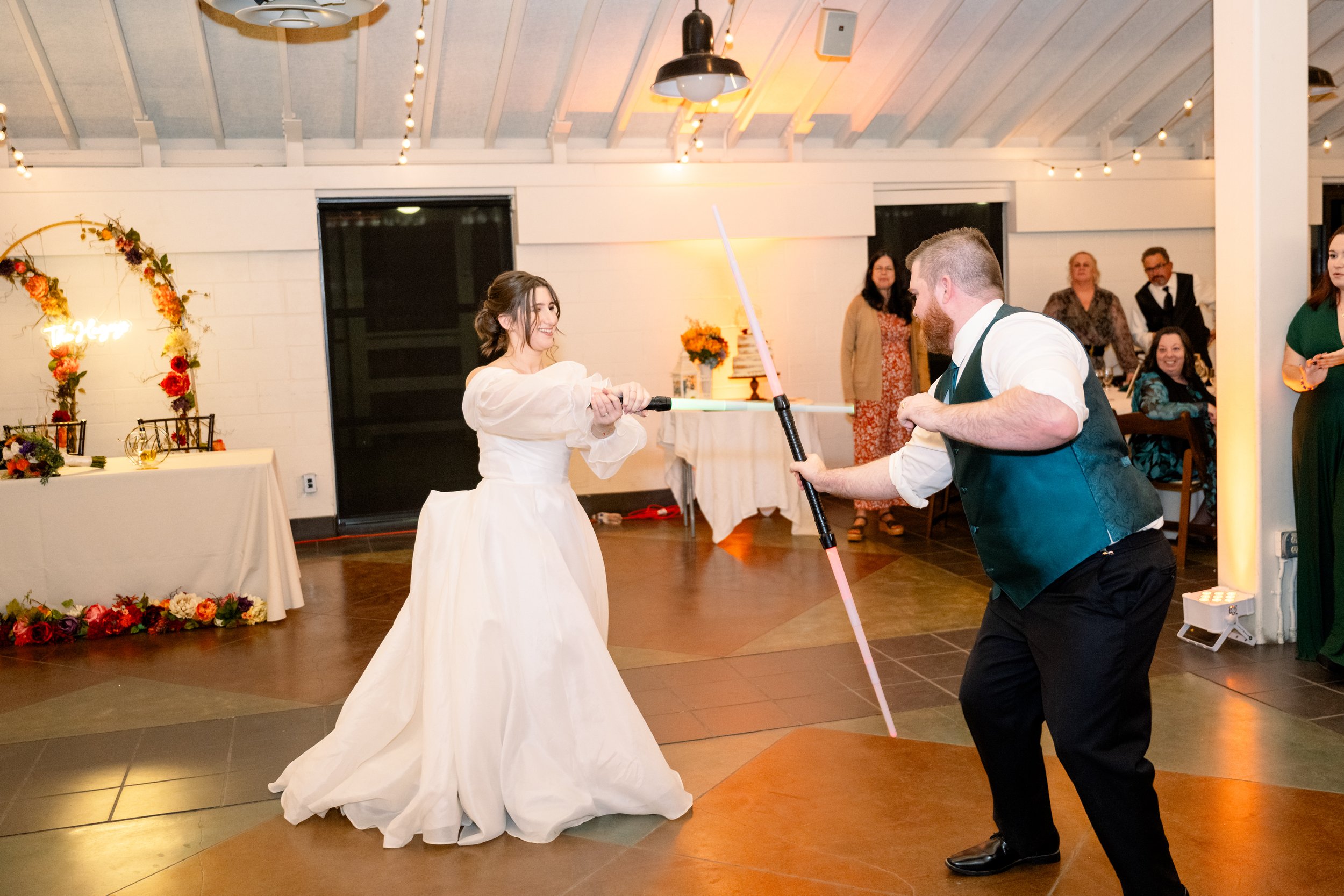 A lightsaber first dance at a non-traditional fall wedding