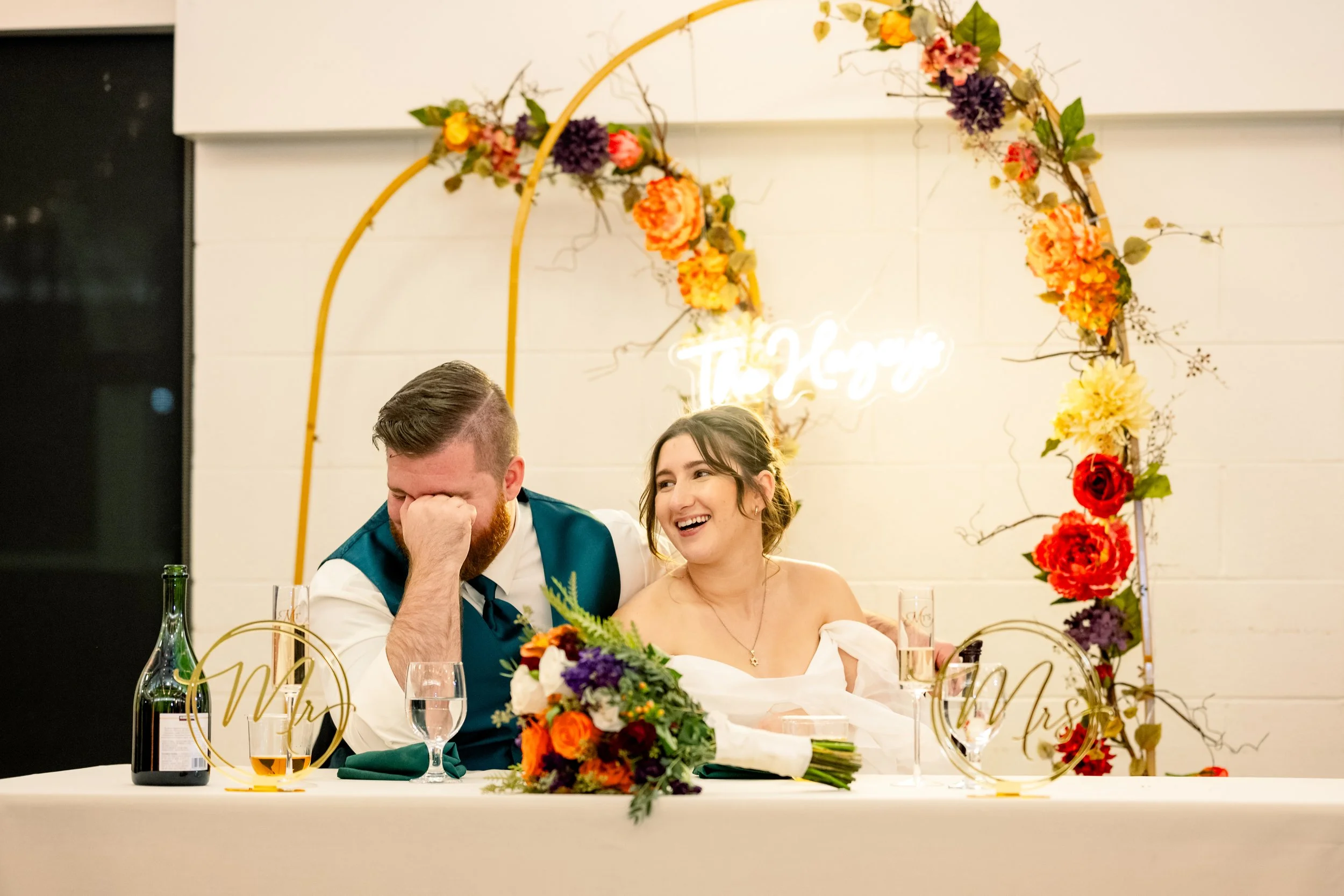Place setting in rust and gold for a fall wedding