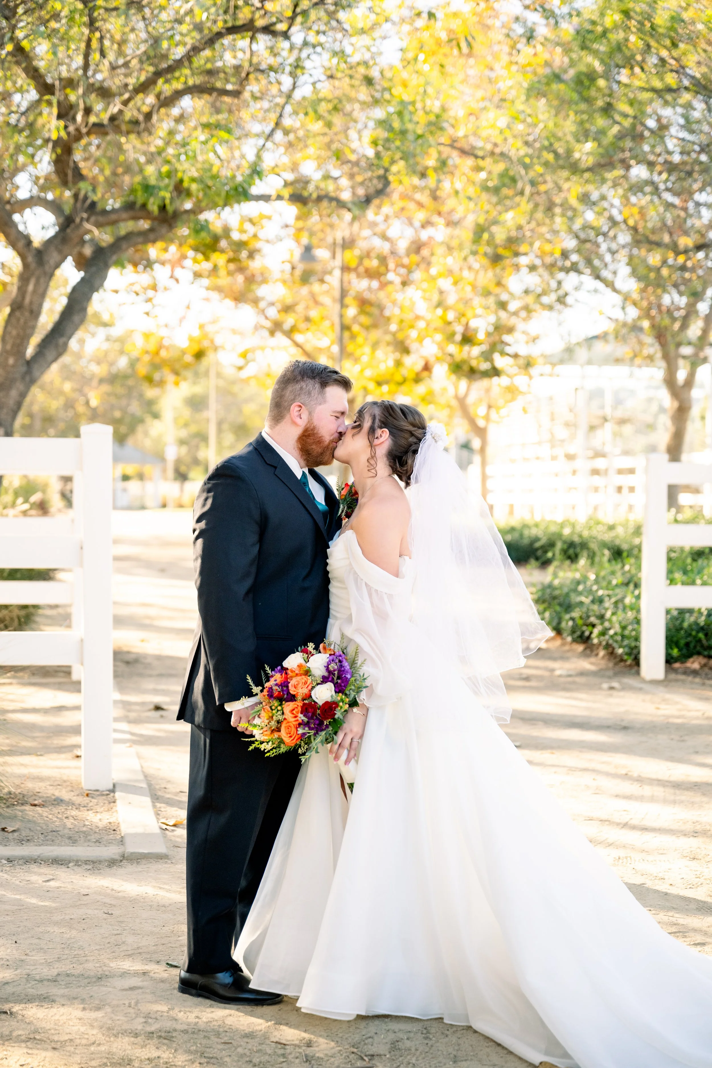 golden hour couple first look at fall wedding