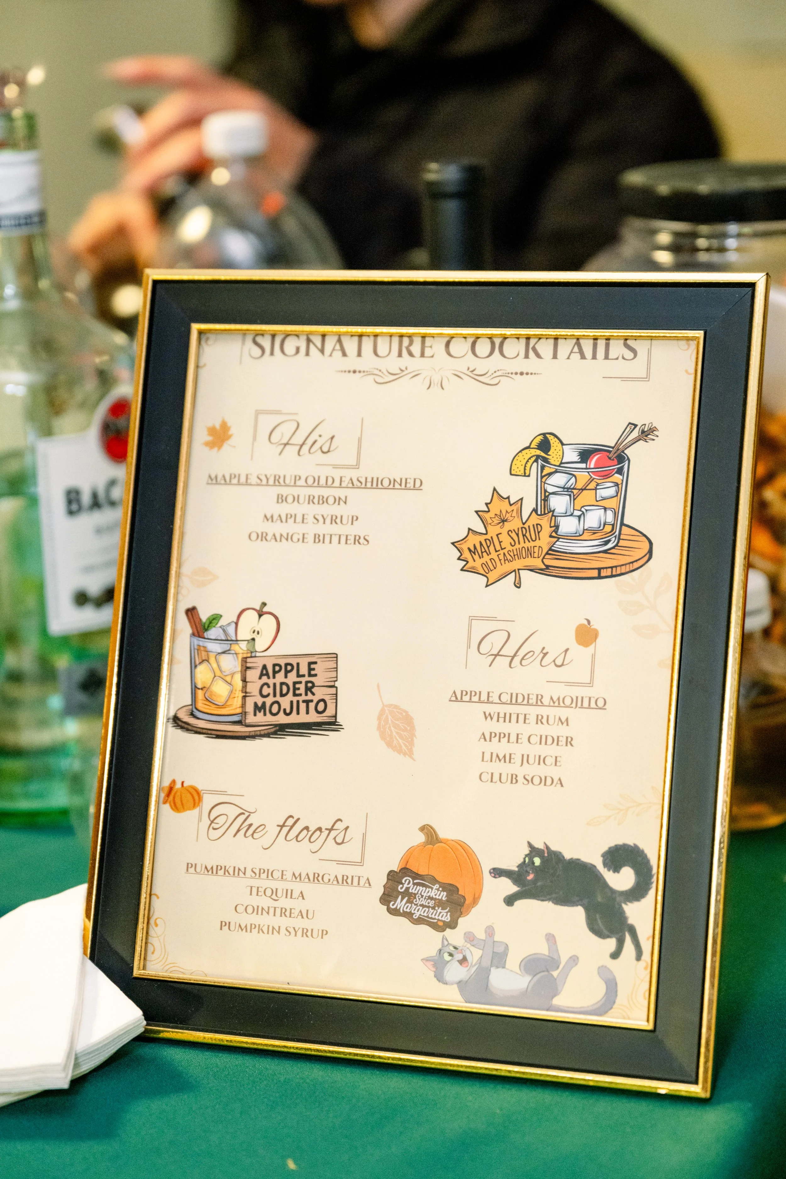 Signature cocktail in autumn colors at a fall wedding
