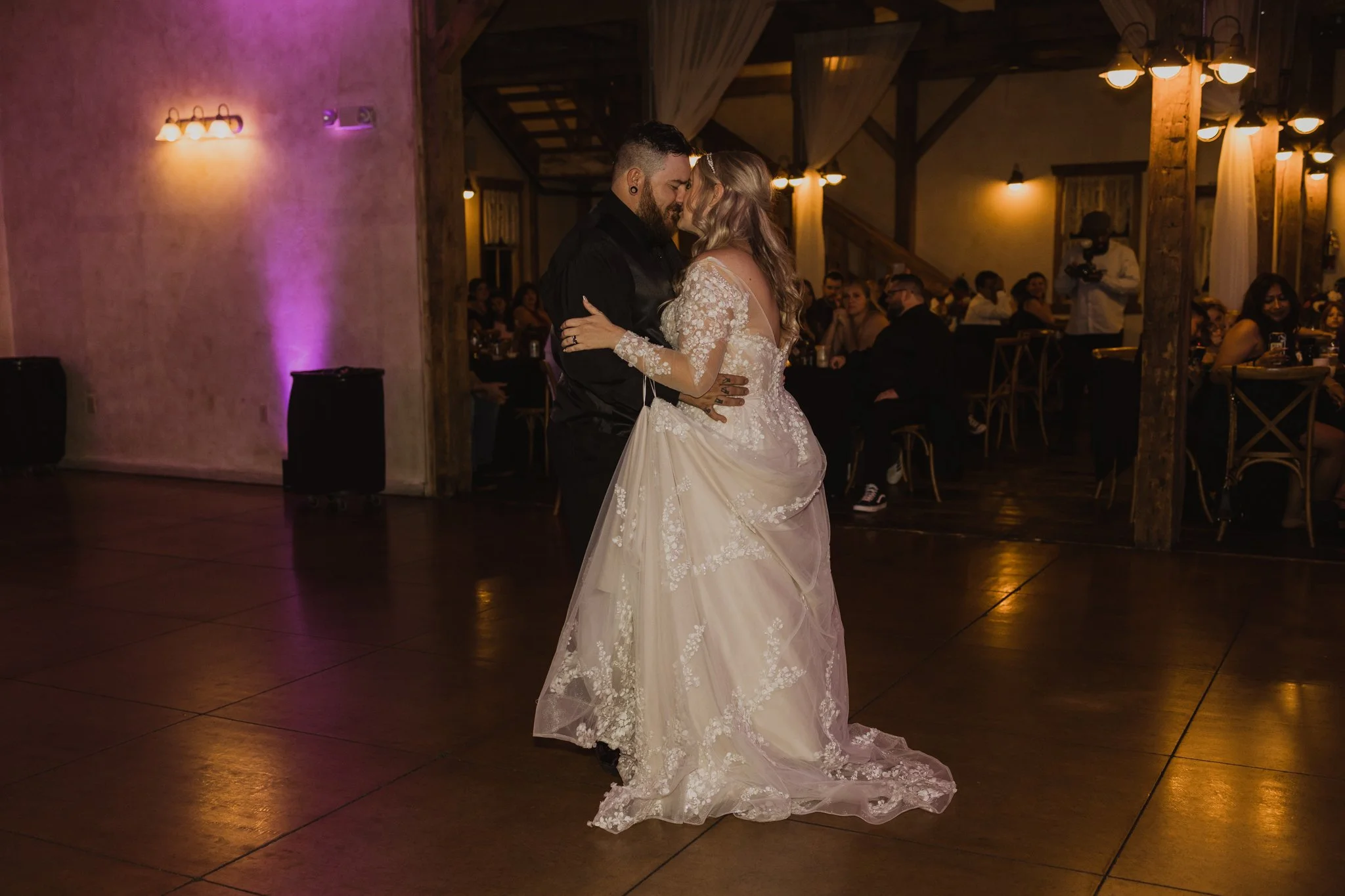 The dance floor fills late into a personalized destination wedding