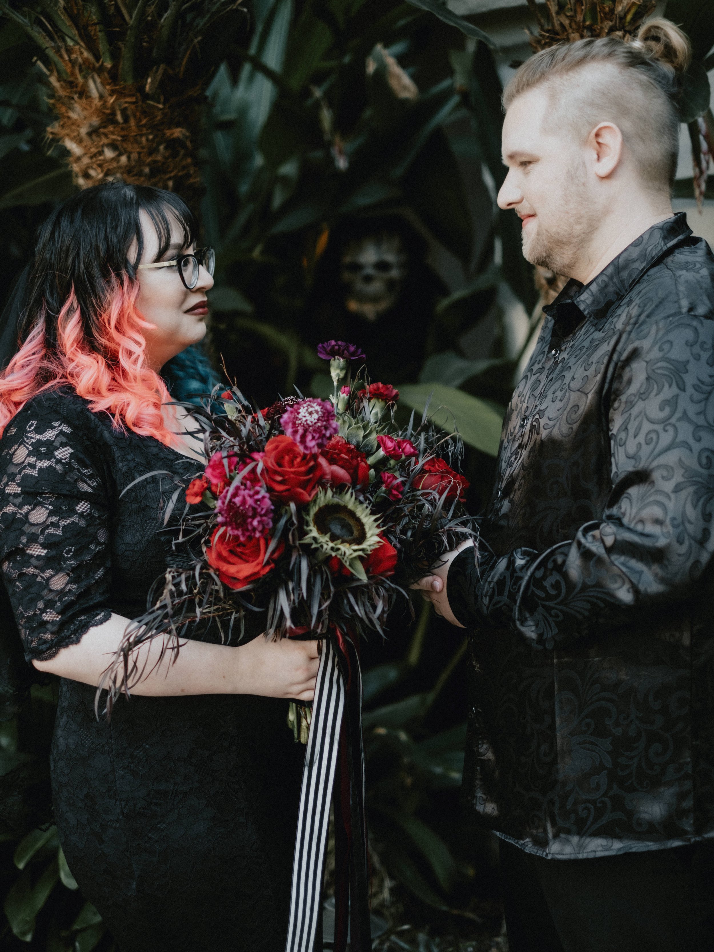 gothic wedding photos with a grim reaper