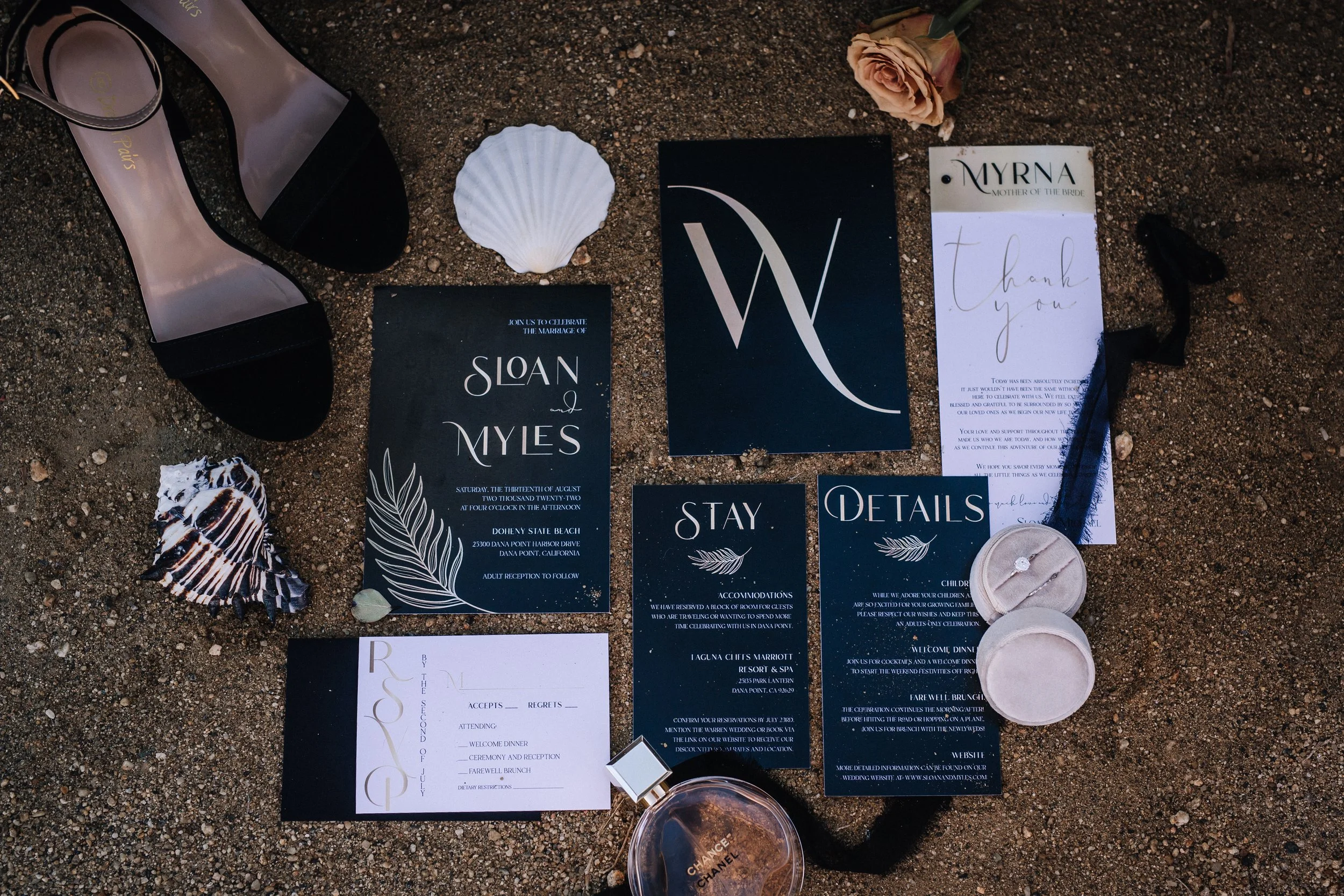 dark and moody alternative wedding invitation suite