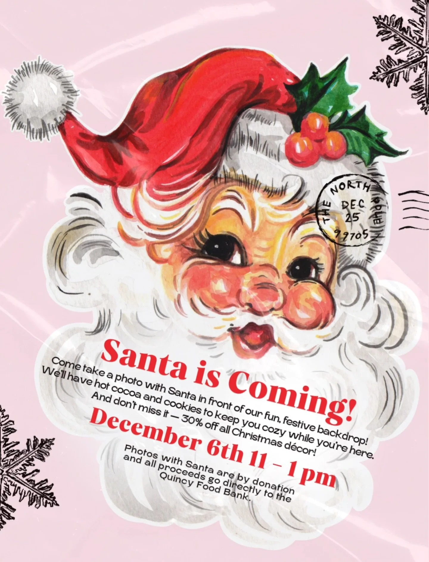 Santa is coming to town&hellip; and making a special stop with us Saturday December 6th! 🎄💖

Bring the kids, bring your friends, or just bring your Christmas spirit &mdash; we&rsquo;ll have hot cocoa, cookies, and the coziest festive backdrop for y