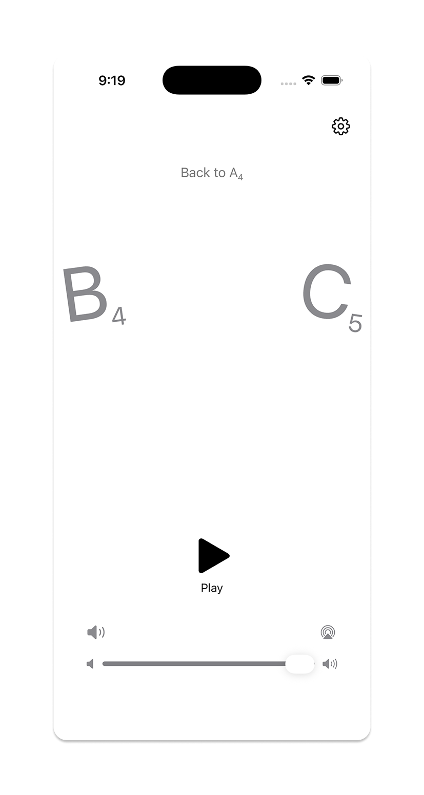 Moving between notes on the Tuning Note wheel