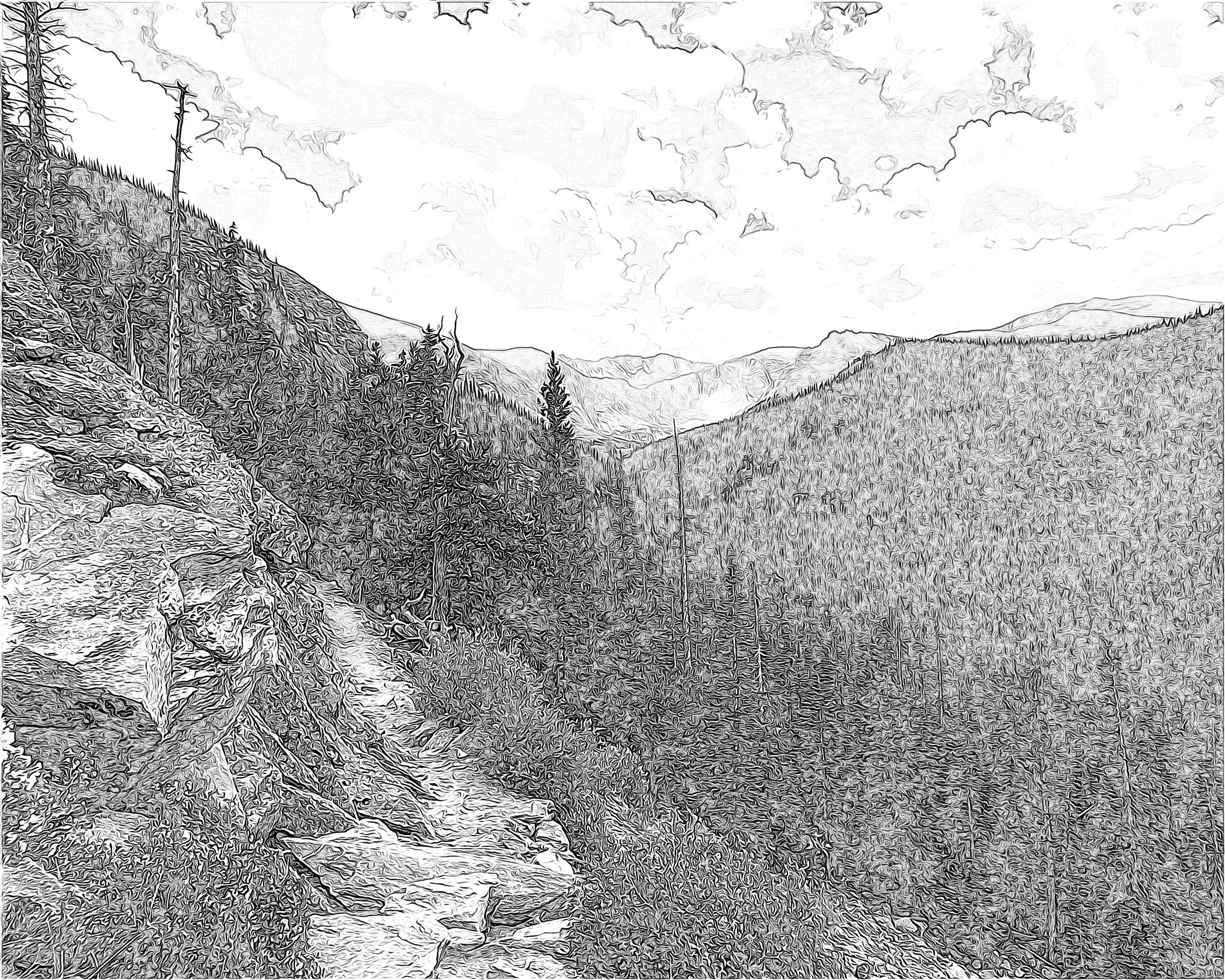 Mindfulness Coloring Page: Chicago Lakes Trail