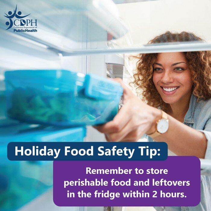 After your holiday meal, make sure to put away leftovers in the refrigerator within 2 hours. Germs that can make you and your family sick can grow in food that is left out at room temperature. Take time to chill! Visit the link in our bio for more in