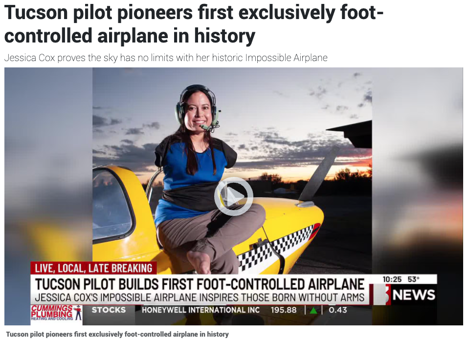 KOLD: Tucson pilot pioneers first exclusively foot-controlled airplane in history