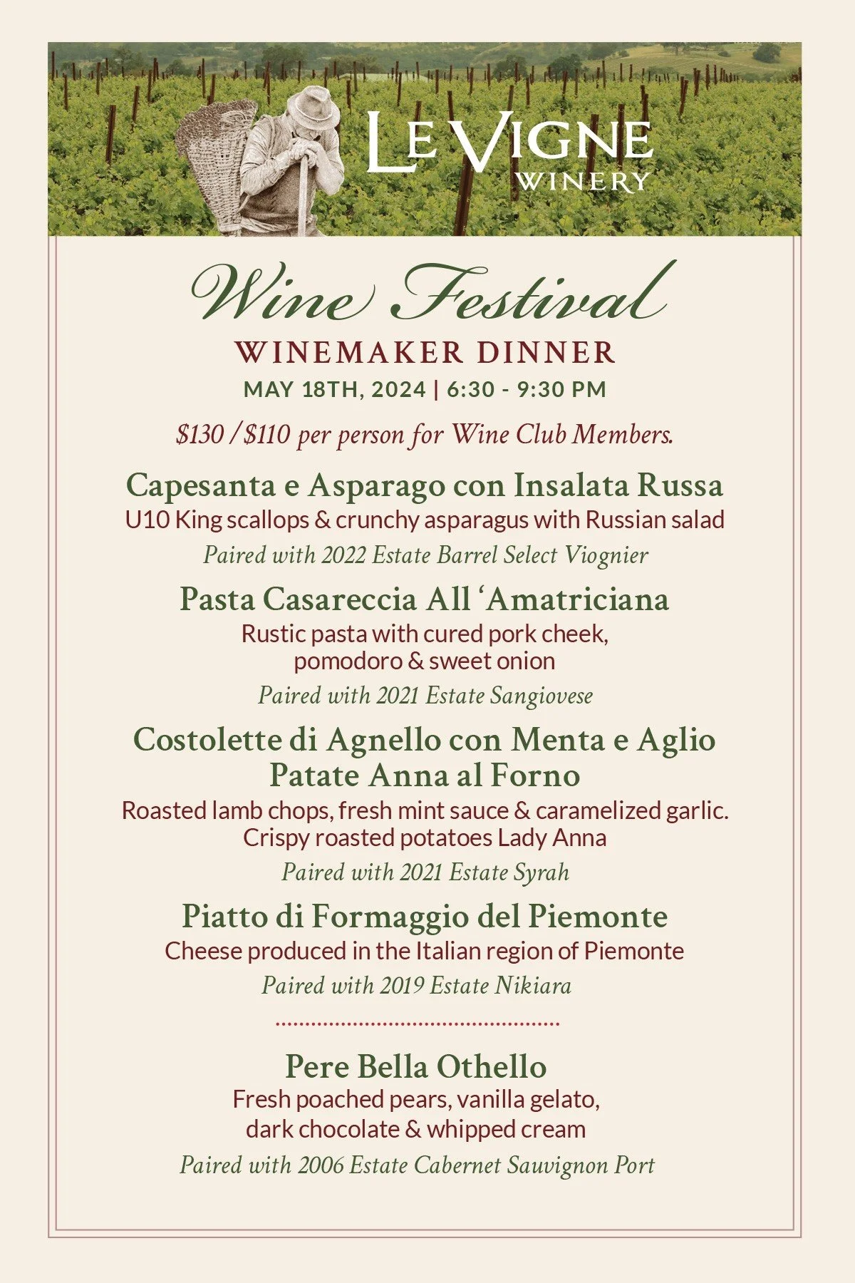Le Vigne Winery Paso Wine Fest 2024 Winemaker Dinner — Le Vigne Winery
