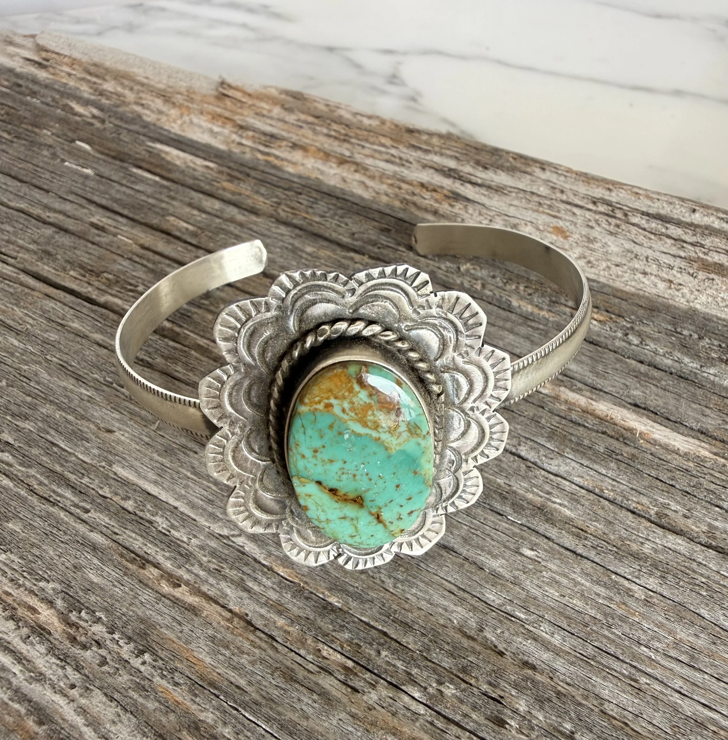 Turquoise and Lace Cuff