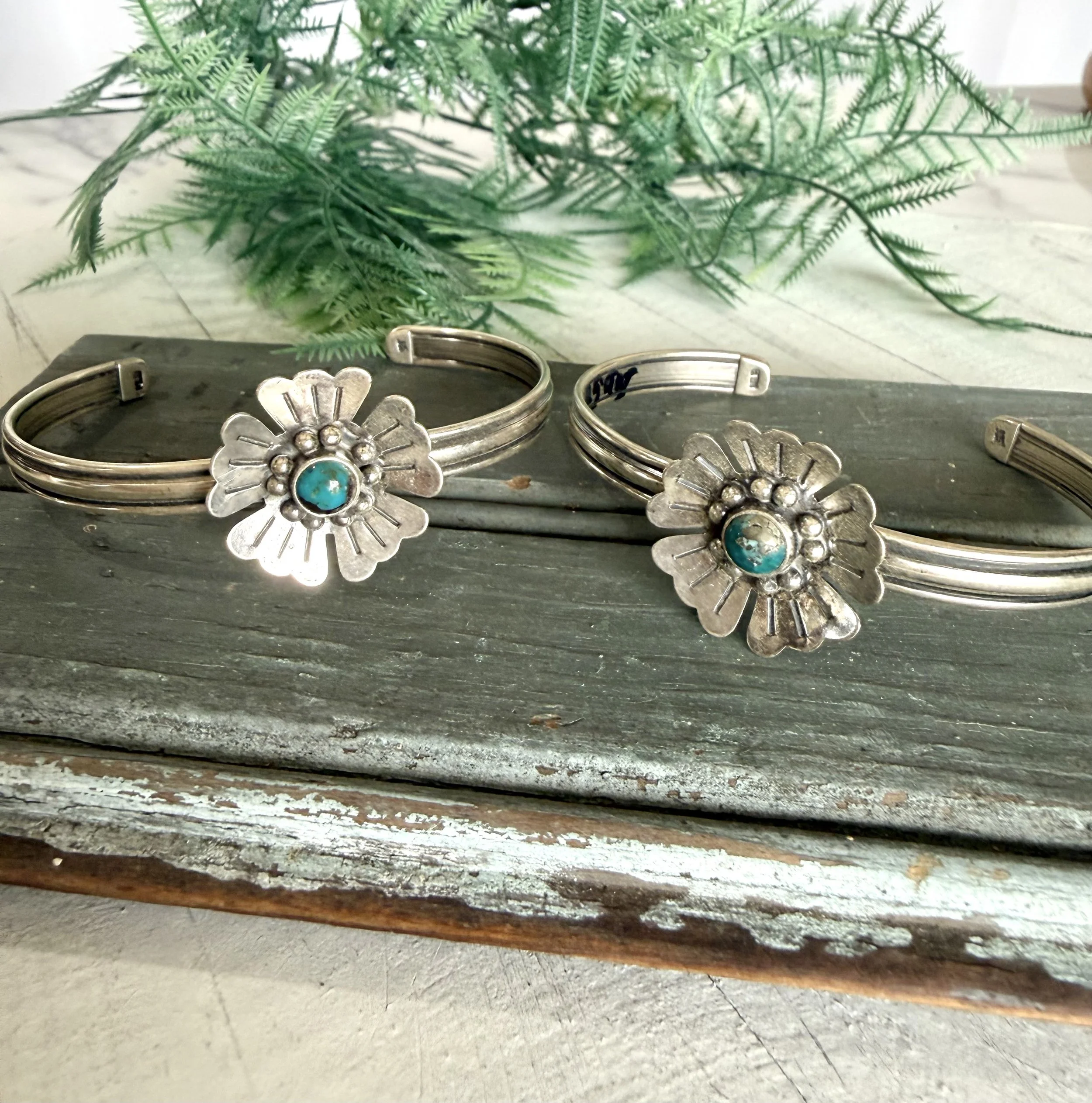 Sunflower Silver & Turquoise Cuff`