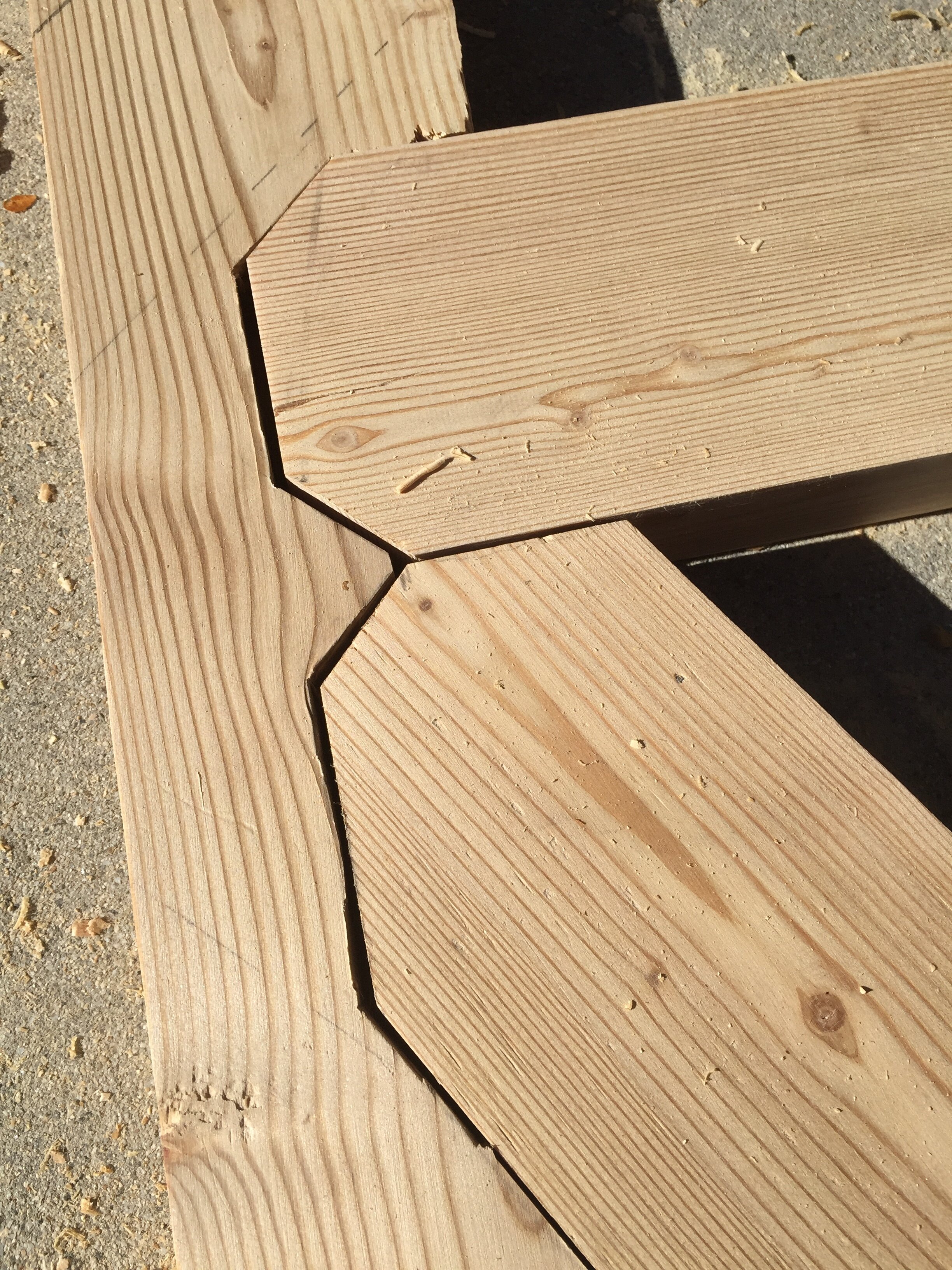 The joinery for the gate door. 