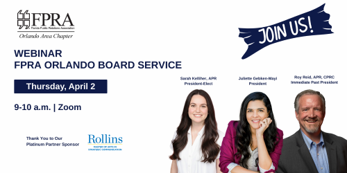 Interested in Serving on the 2026–2027 Board of the FPRA Orlando Chapter?