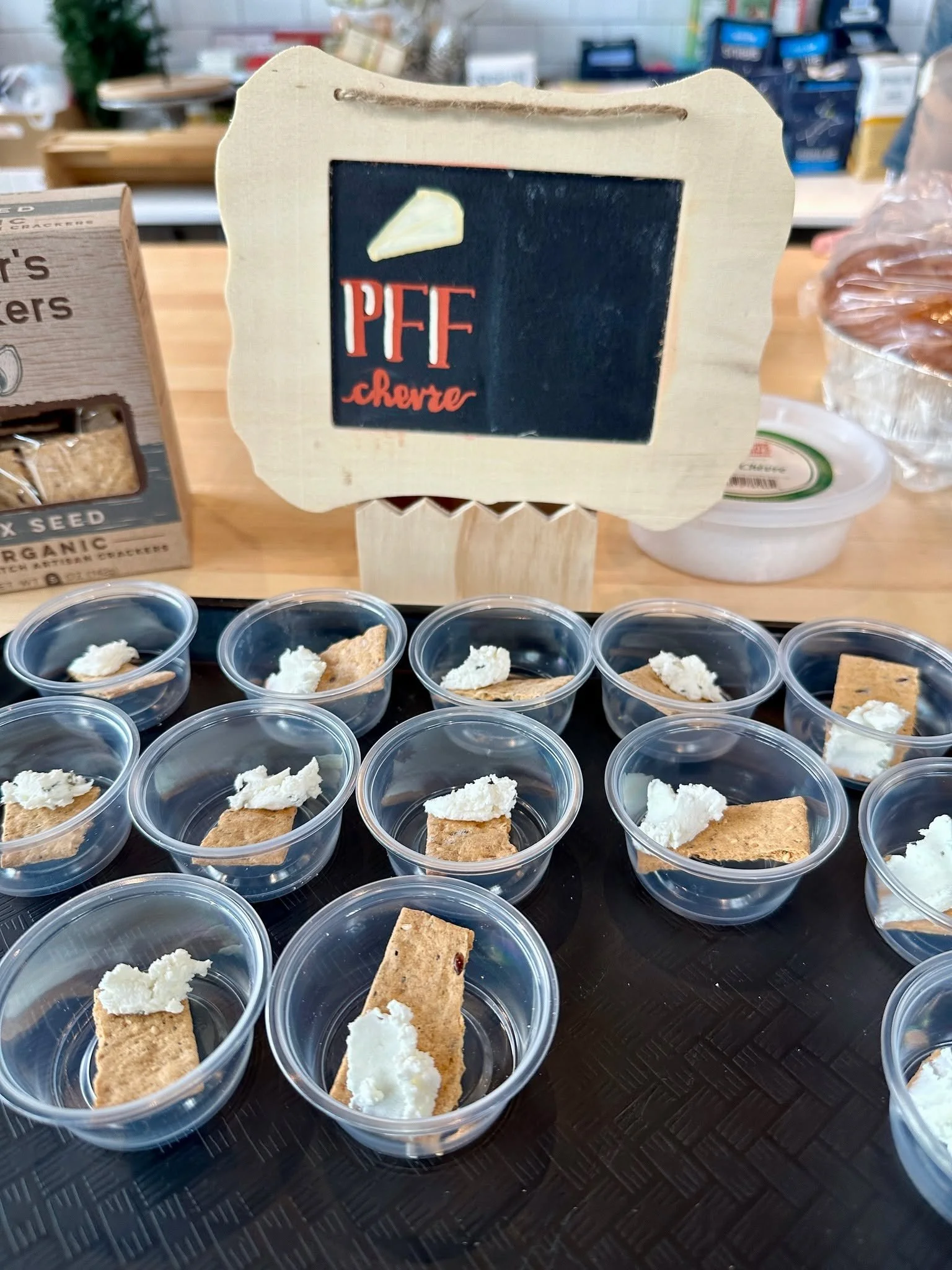This Saturday is shaping up to be a good one.

Rob will be set up from 10AM-1PM with a full dip and spread sampling &mdash; housemade Pimento Cheese, housemade Jarlsburg Dip, Prairie Fruits Farm Chevre, Berries &amp; Flour Jam, focaccia squares cut t